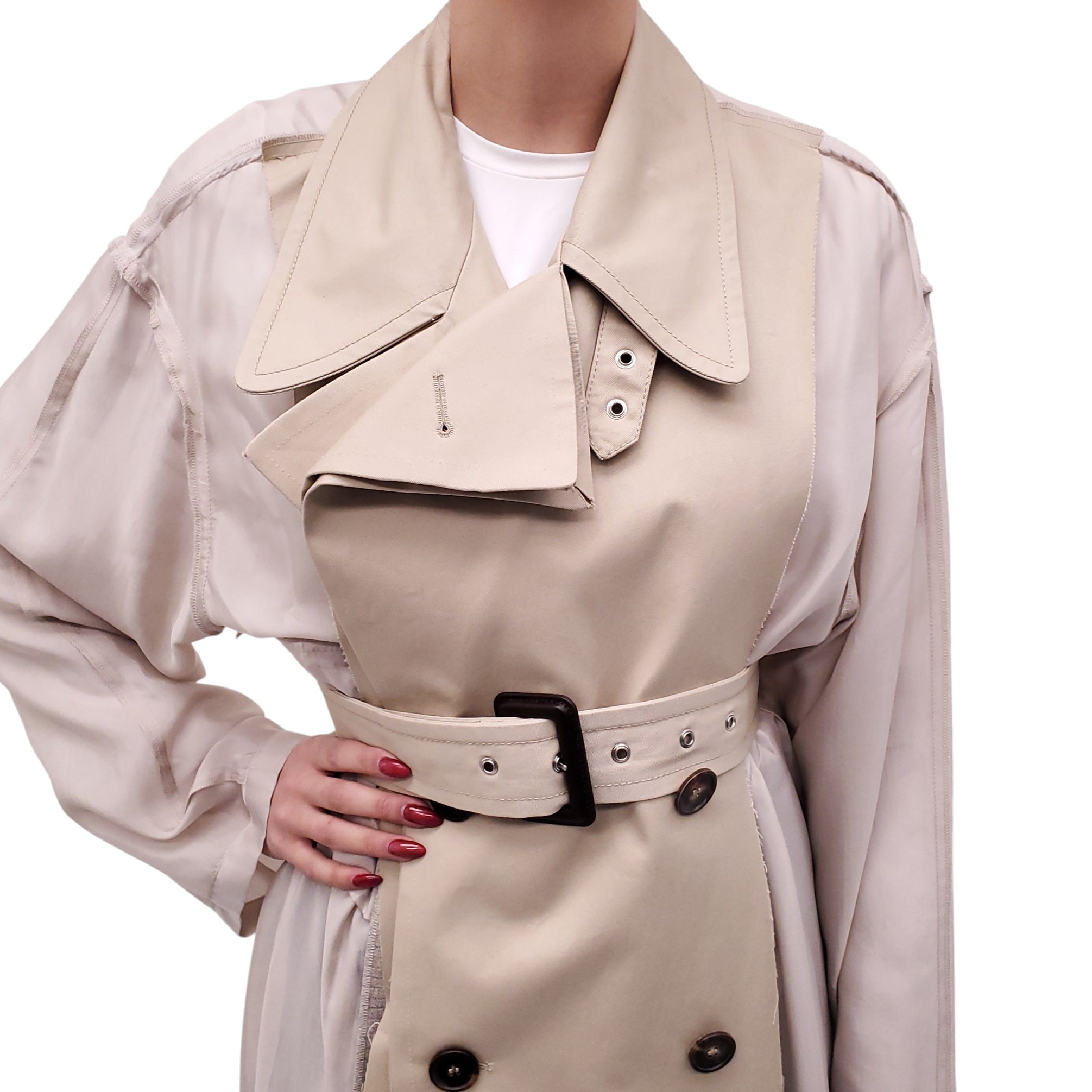 MAISON MARGIELA DECONSTRUCTED TRENCH COAT WITH SHEER DETAIL - SIZE 42