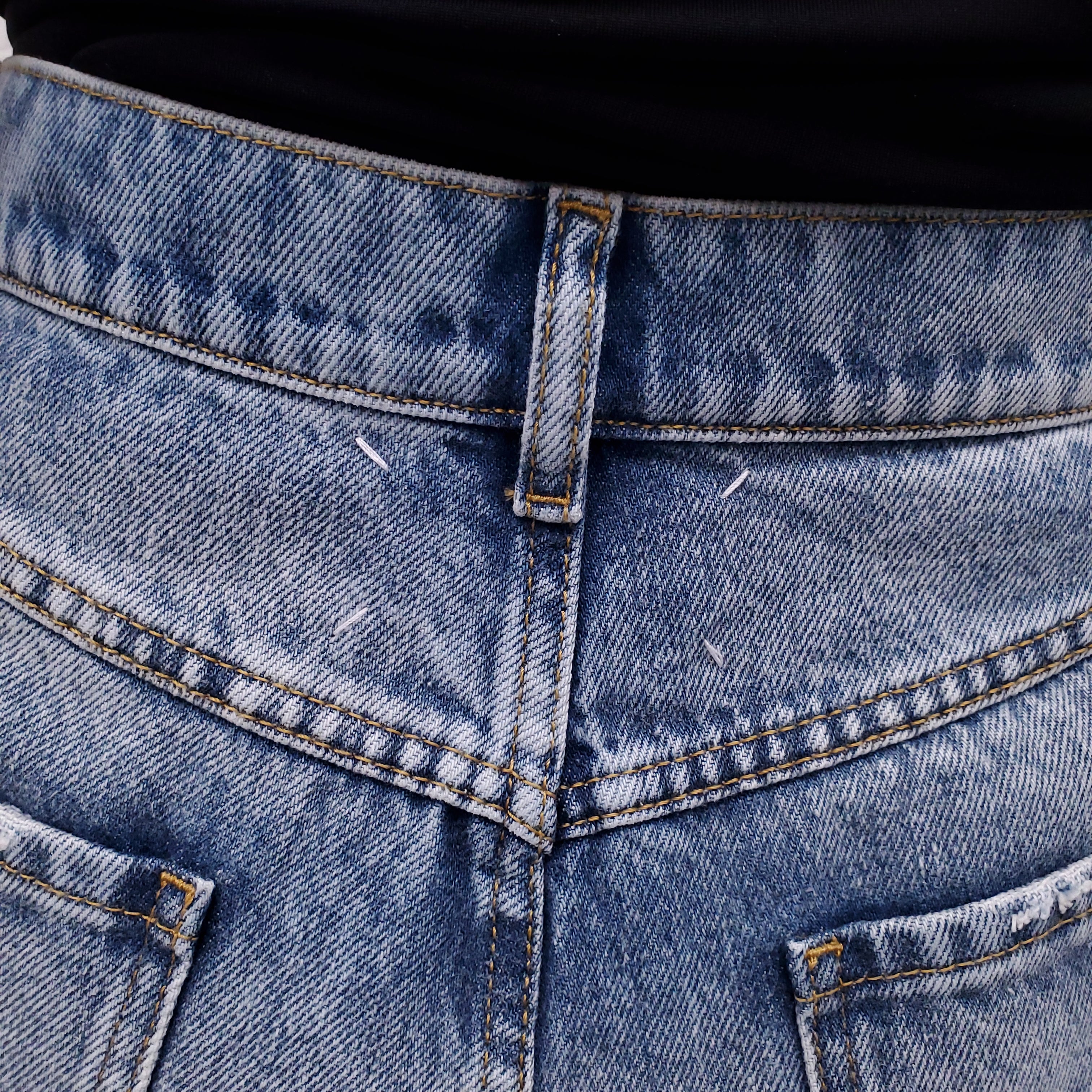 MAISON MARGIELA LIGHT BLUE HIGH-WAISTED CUT-OUT JEANS - SIZE 42