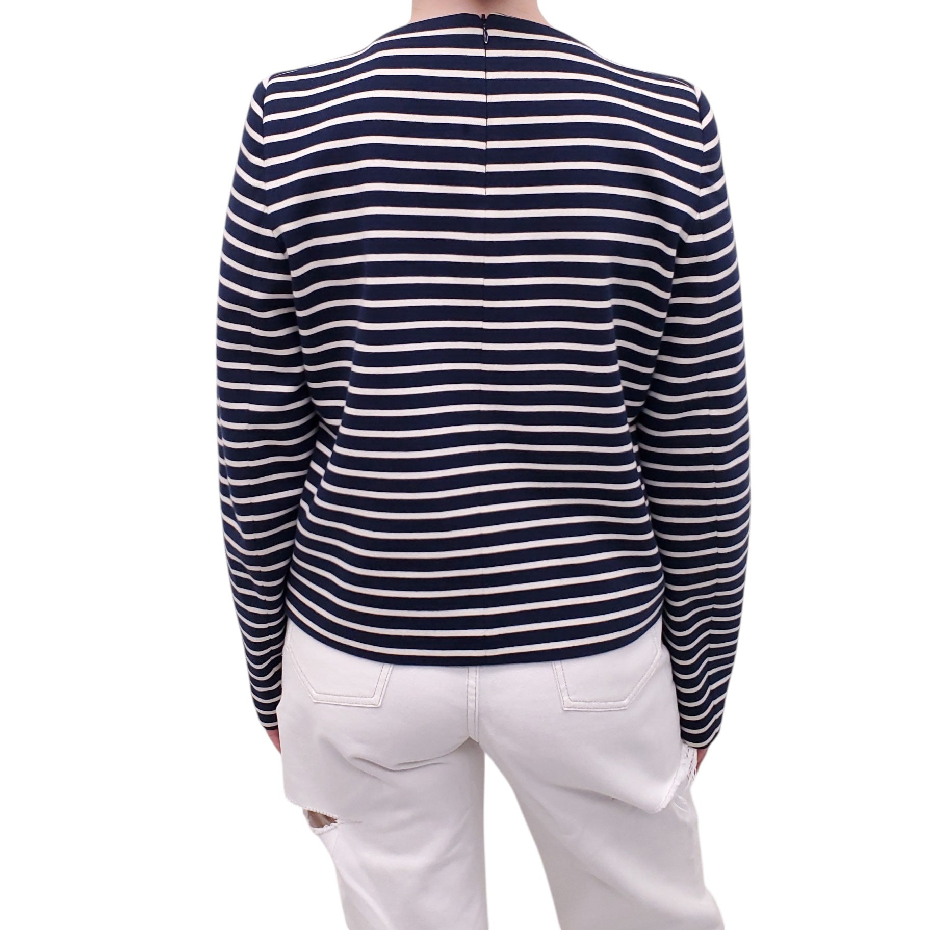 MAISON MARGIELA NAVY AND CREAM STRIPED TOP - SIZE M