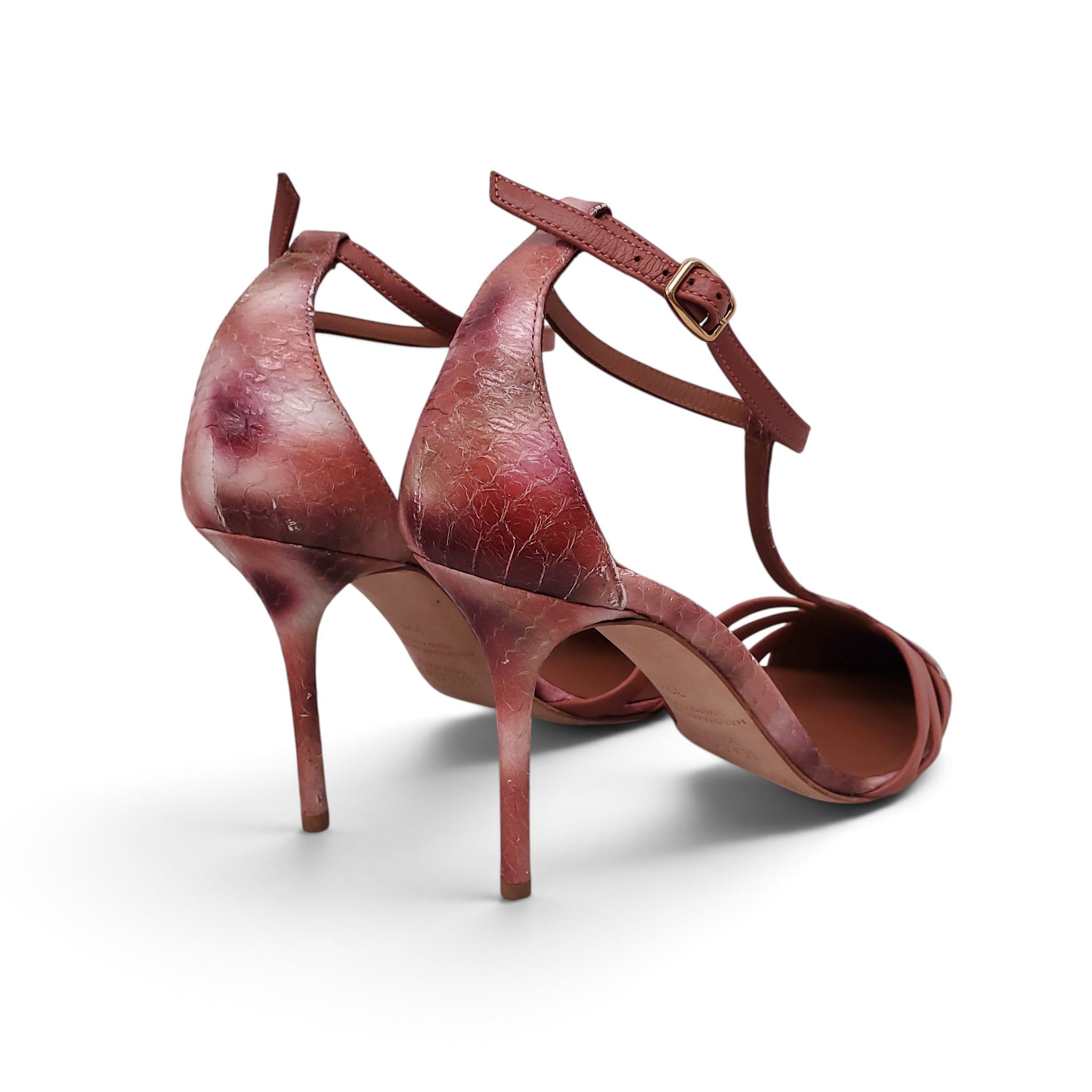 MALONE SOULIERS 70MM VALERIA CROCODILE-EMBOSSED POINTED TOE PUMPS - SIZE 39.5