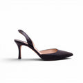 MANOLO BLAHNIK BLACK LEATHER SLINGBACKS - SIZE 38.5