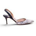 MANOLO BLAHNIK BLUE AND CREAM PATTERNED SLINGBACK - SIZE 39.5