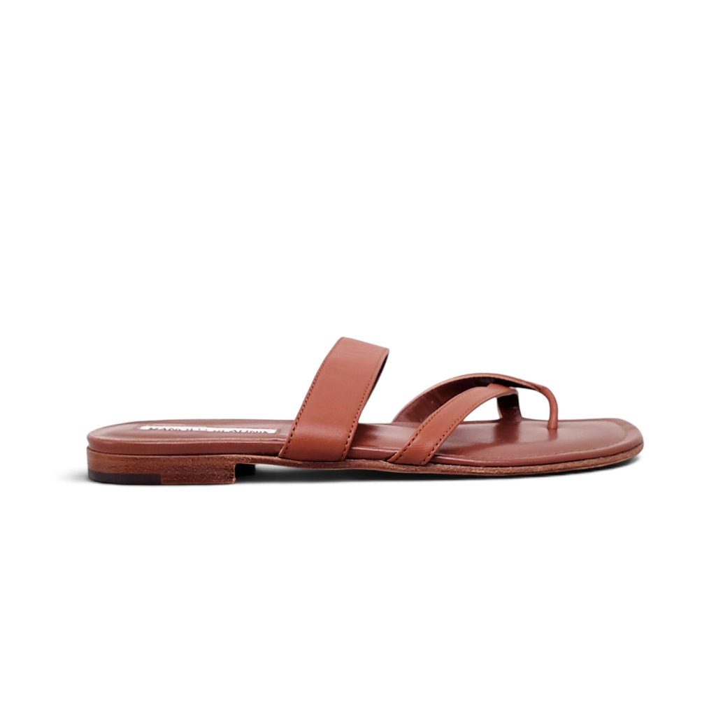 MANOLO BLAHNIK BROWN SANDALS - SIZE 37.5