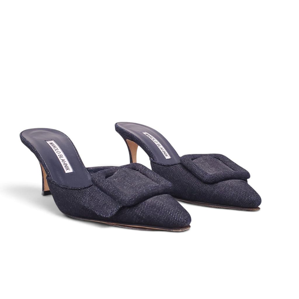 MANOLO BLAHNIK DENIM MAYSALE HEEL - SIZE 38