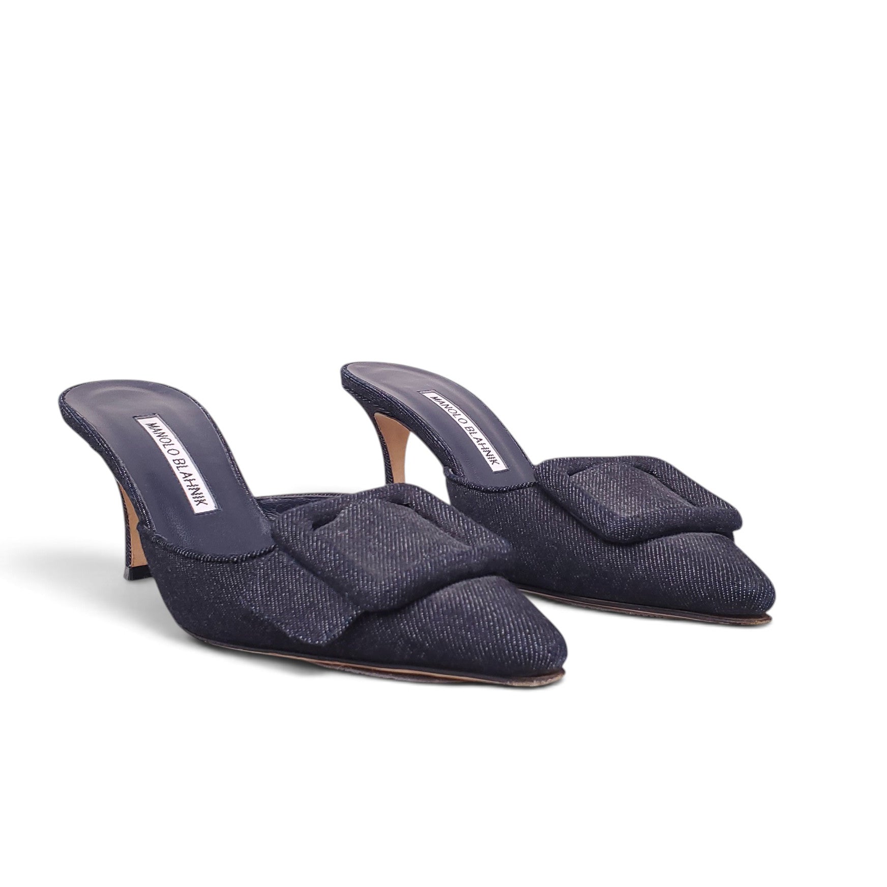 MANOLO BLAHNIK DENIM MAYSALE HEEL - SIZE 38