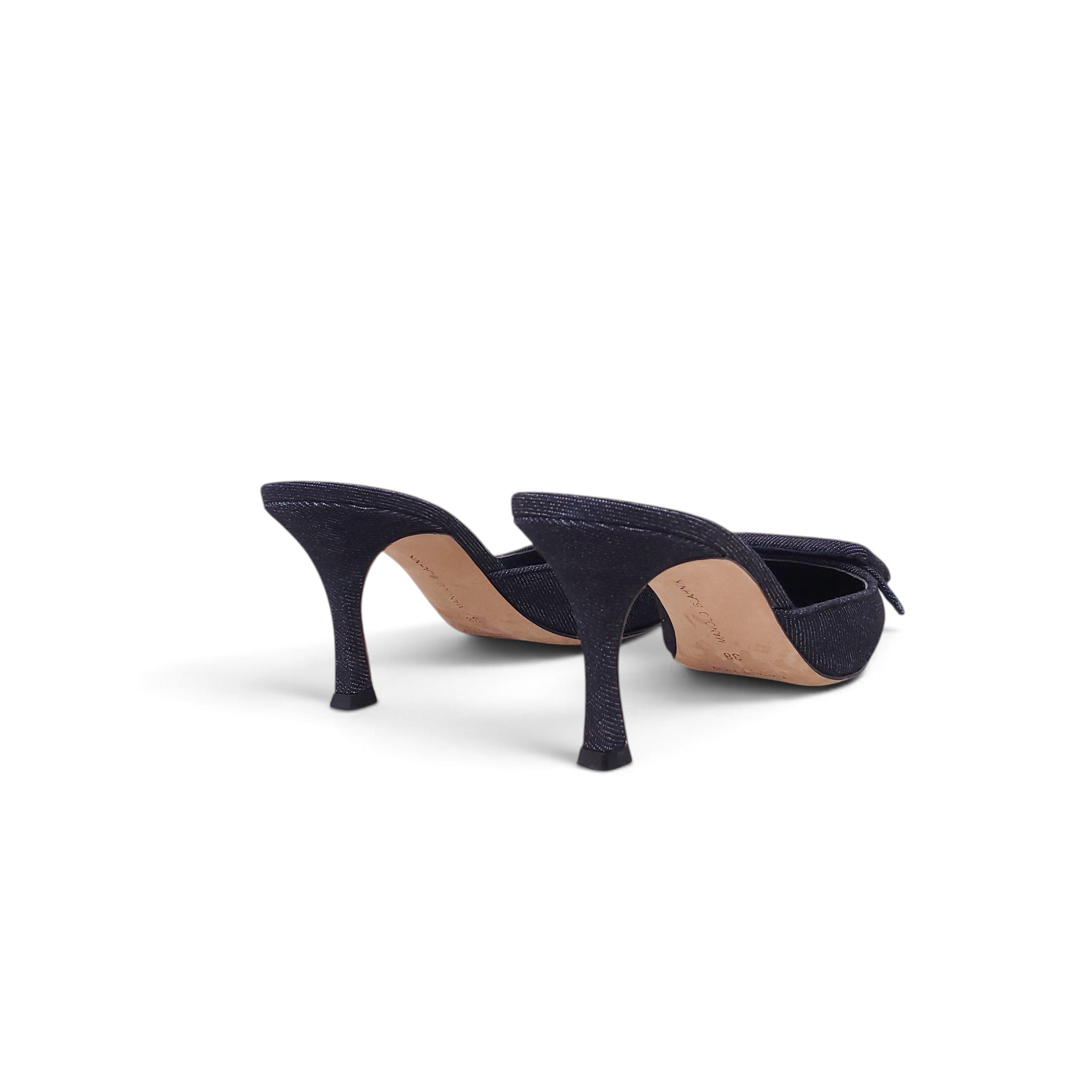 MANOLO BLAHNIK DENIM MAYSALE HEEL - SIZE 38
