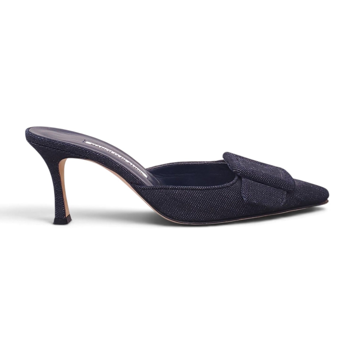 MANOLO BLAHNIK DENIM MAYSALE HEEL - SIZE 38