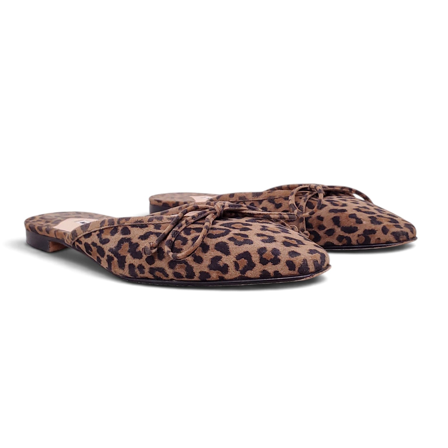 MANOLO BLAHNIK LEOPARD MULES WITH BOW DETAIL - SIZE 39.5