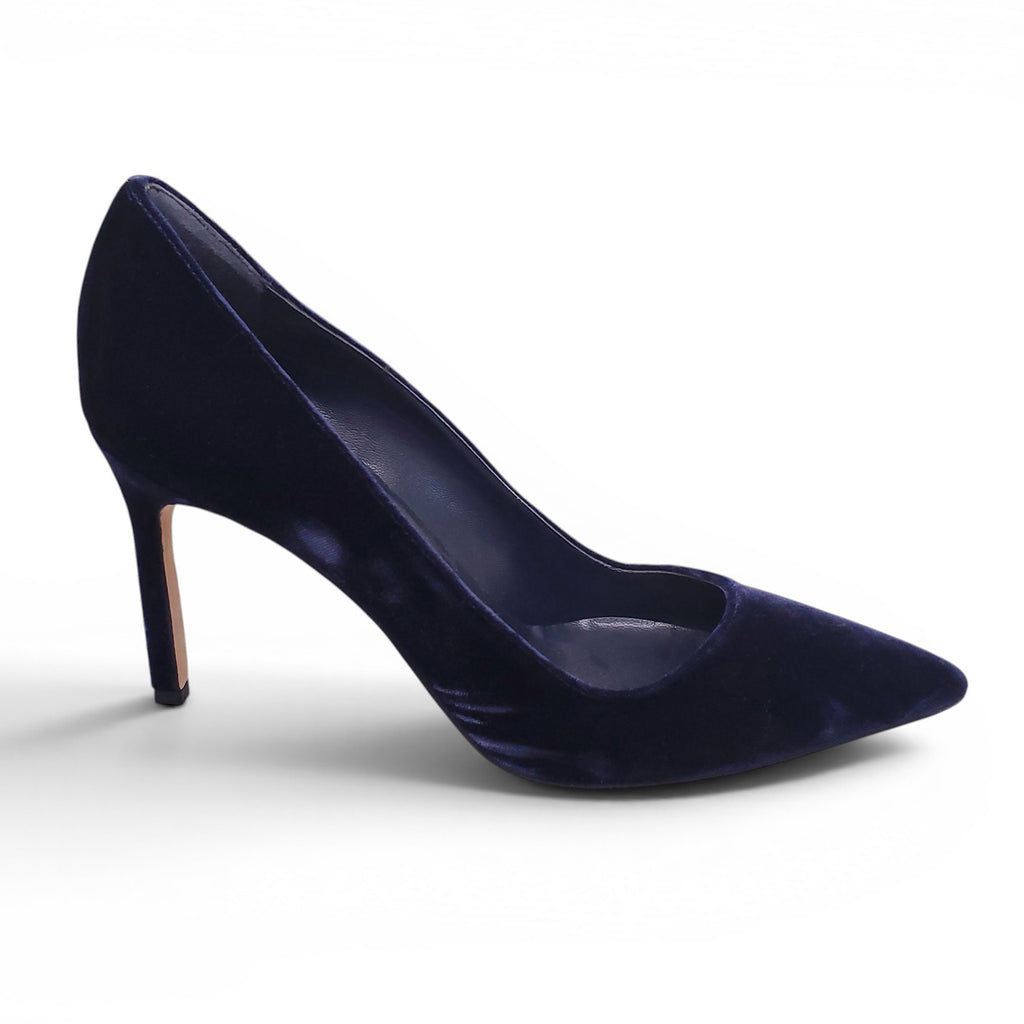 MANOLO BLAHNIK NAVY VELVET HEELS - SIZE 38.5