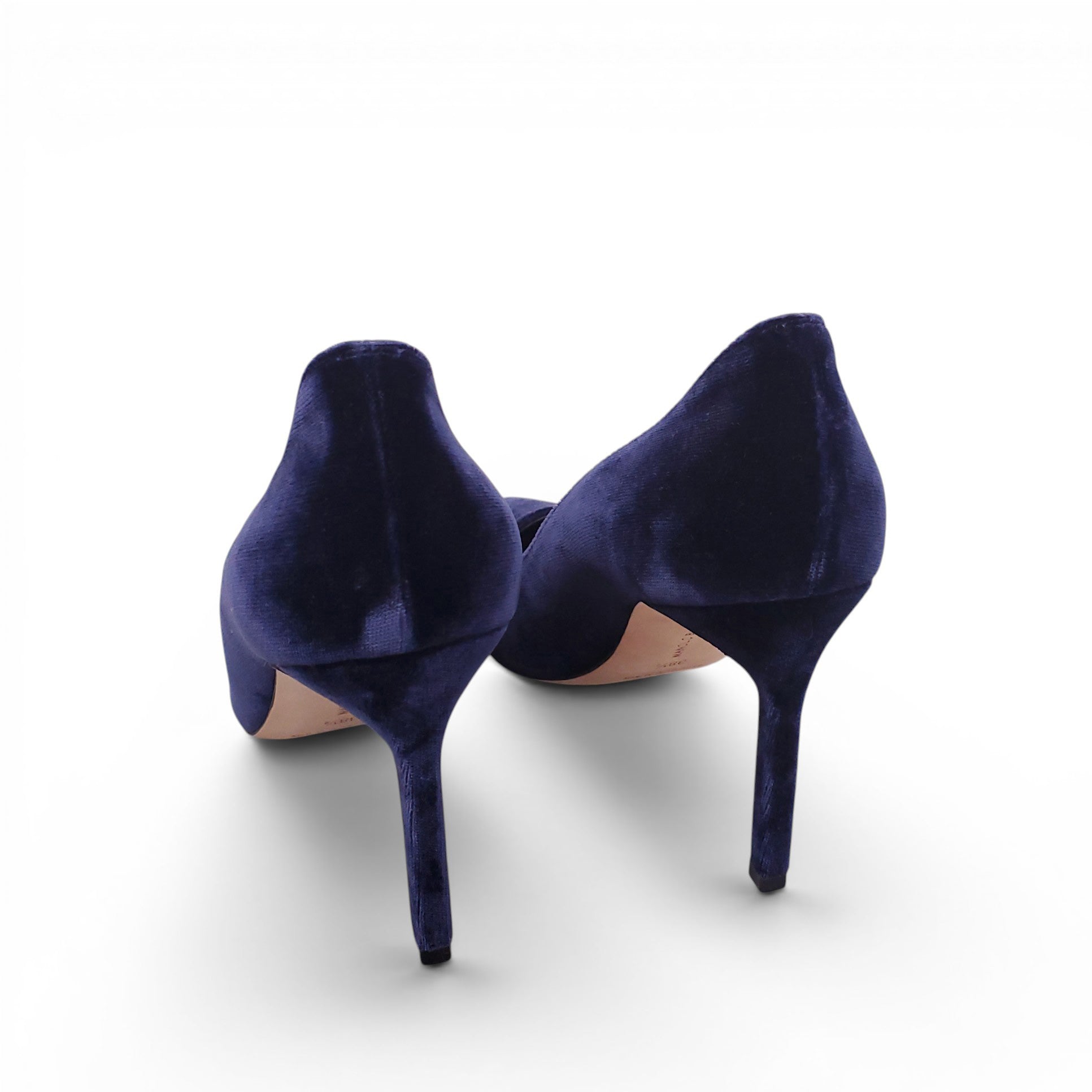 MANOLO BLAHNIK NAVY VELVET HEELS - SIZE 38.5