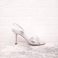 MANOLO BLAHNIK SILVER SNAKESKIN SLINGBACK HEELS - SIZE 38