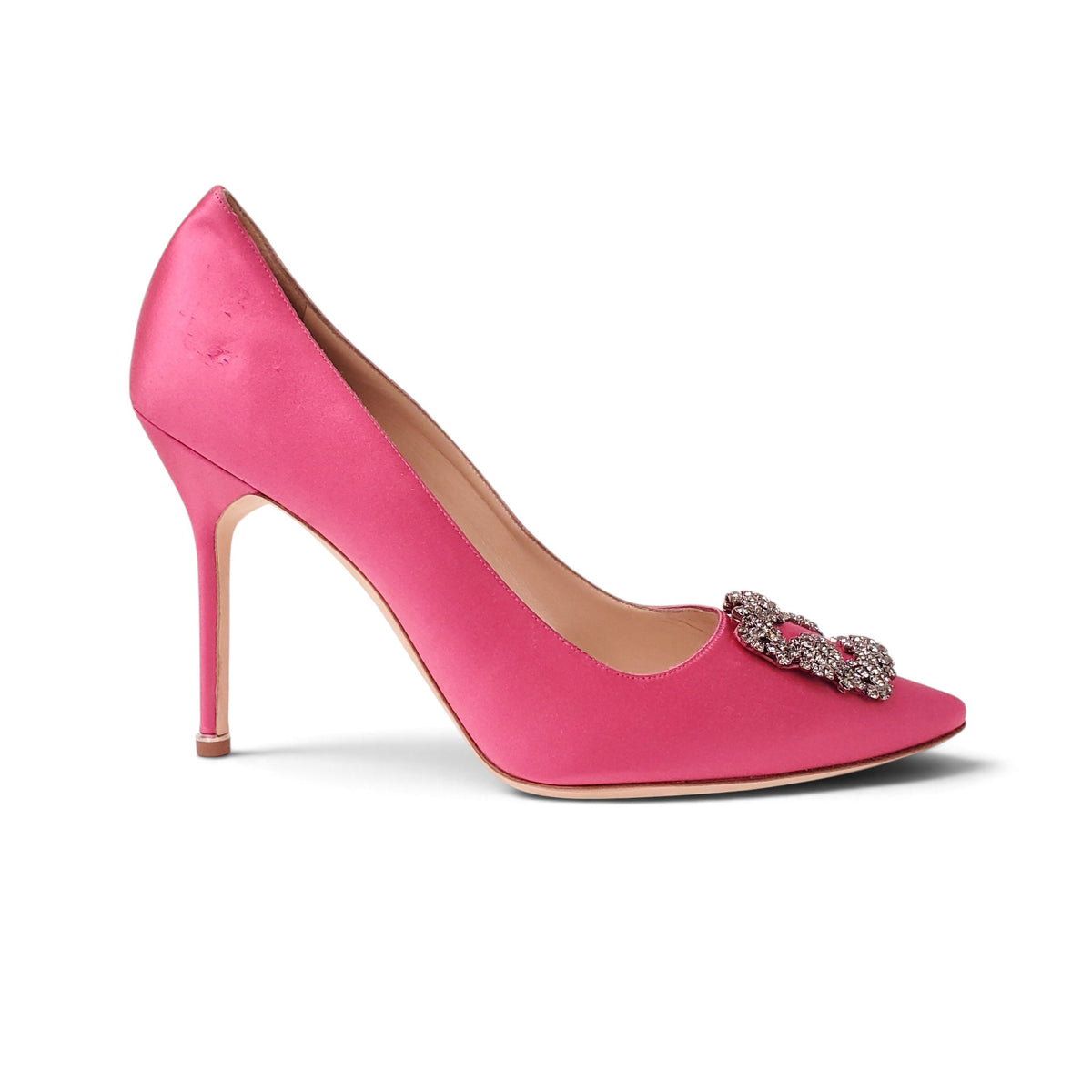 MANOLO HANGISI FUCHSIA PINK 105MM SATIN HEEL - SIZE 43