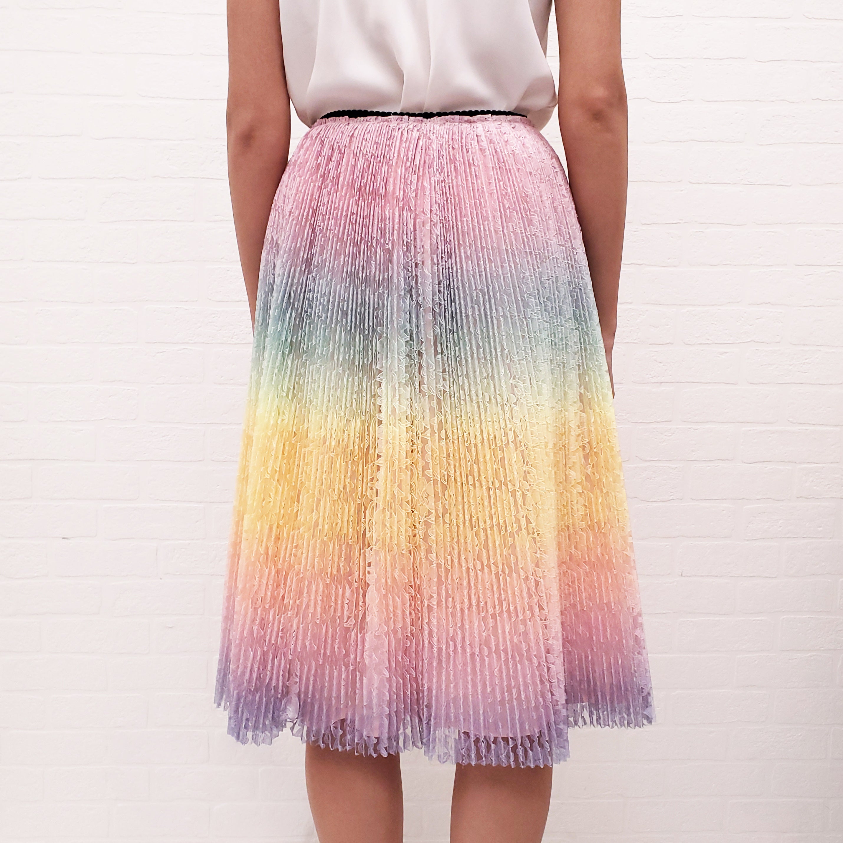 MARCO DE VINCENZO RAINBOW LACE SKIRT WITH ELASTIC WAIST - SIZE 42