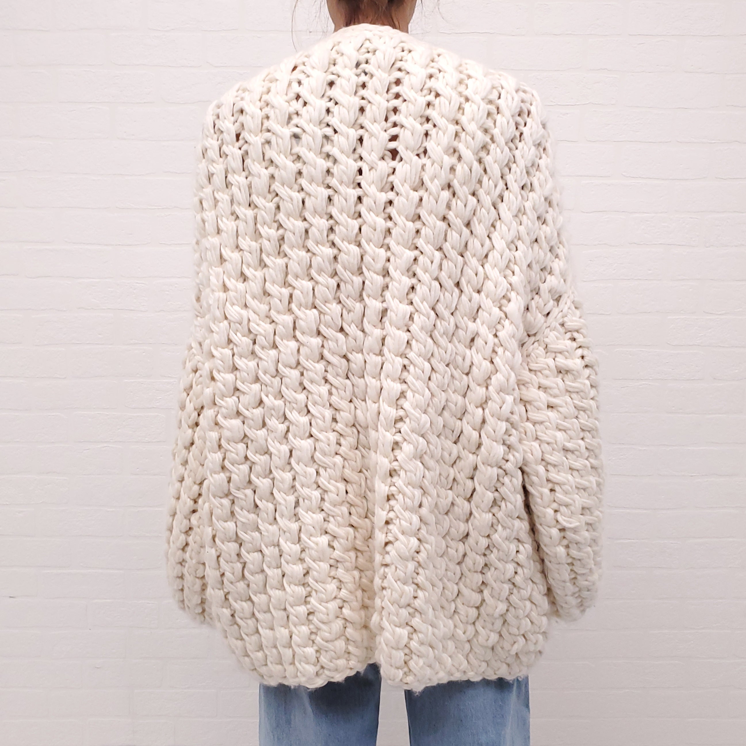 MARIDRUNA HANDMADE CREAM KNIT CARDIGAN - 0/S