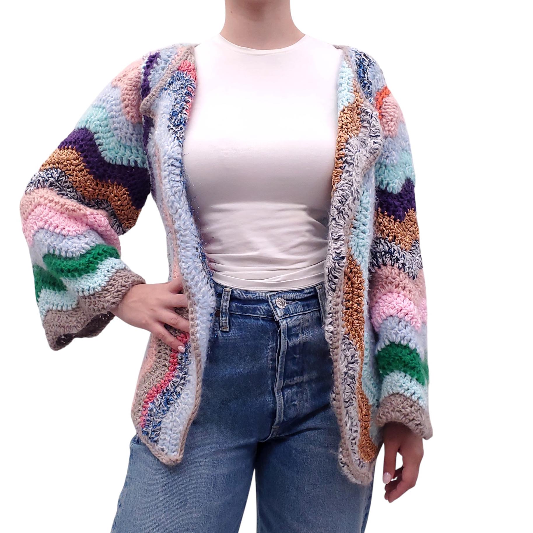 MARIDRUNA MULTICOLOURED METALLIC KNIT CARDIGAN - SIZE O/S