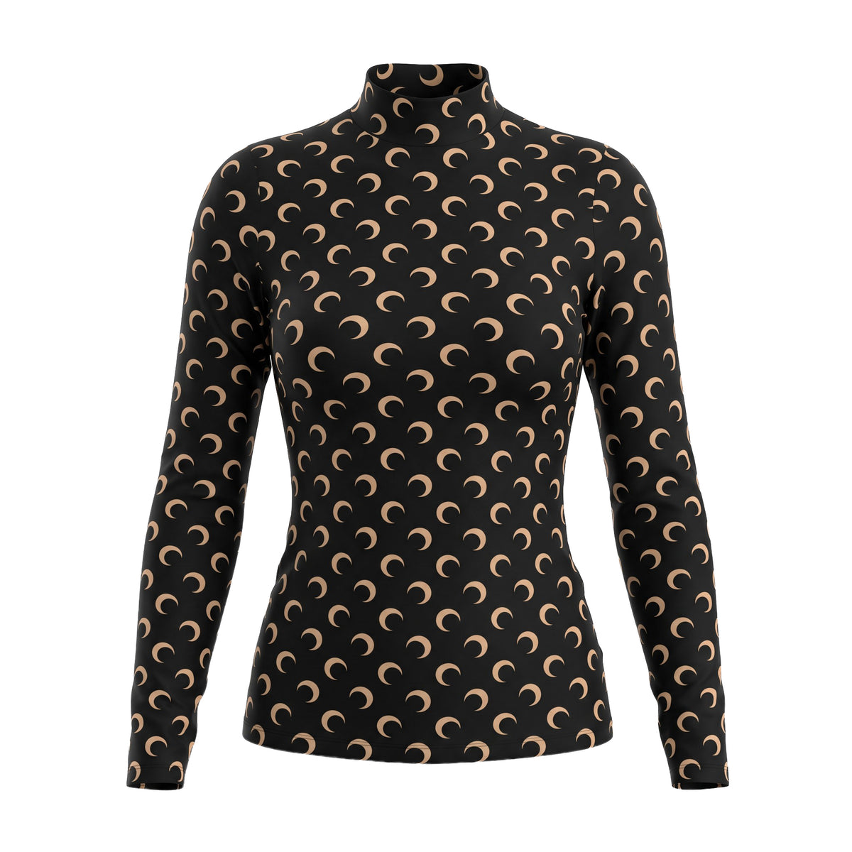 MARINE SERRE MOON PRINTED CREWNECK BLACK AND NUDE MOON TOP - SIZE S