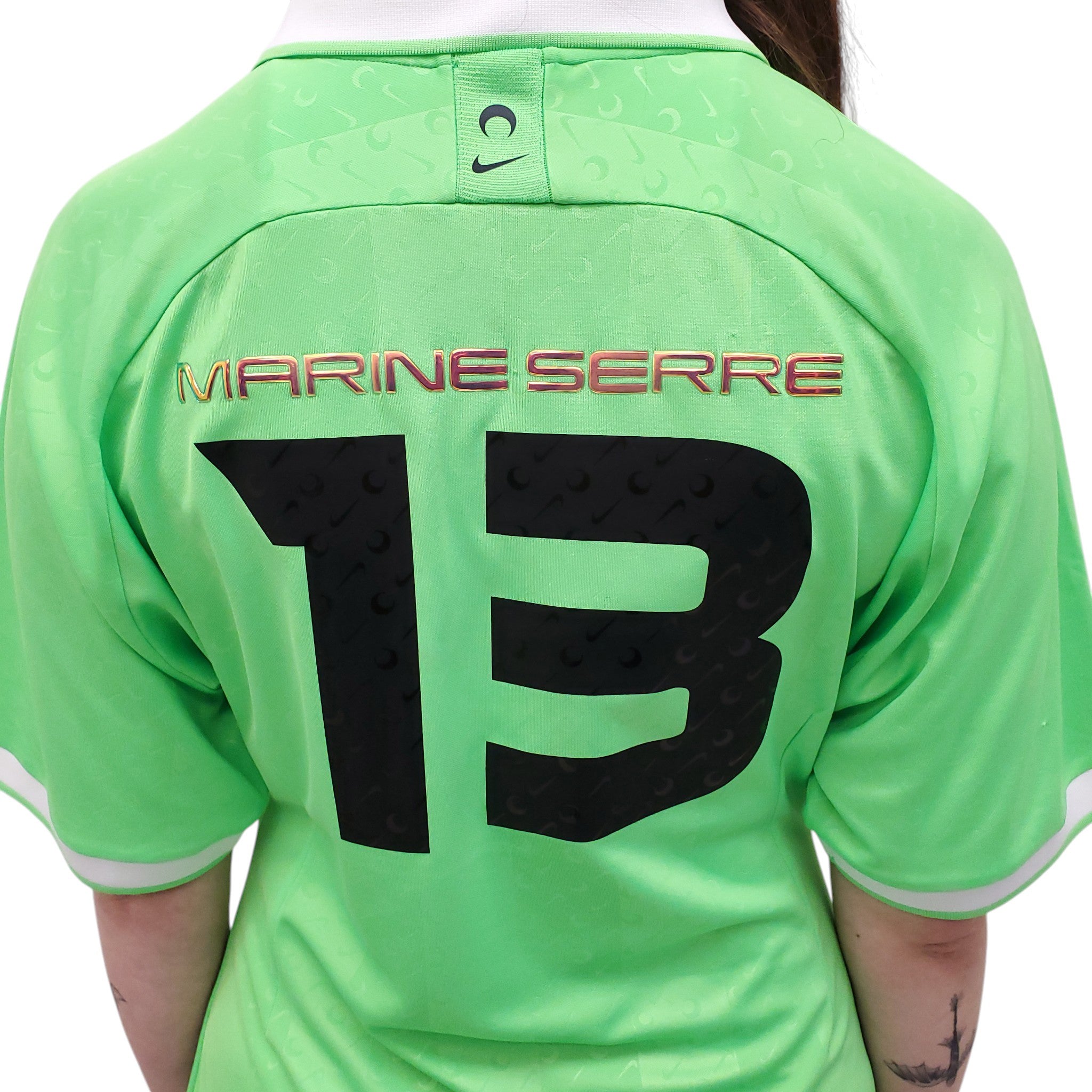 MARINE SERRE X NIKE NEON GREEN LOGO POLO T-SHIRT DRESS - SIZE 36