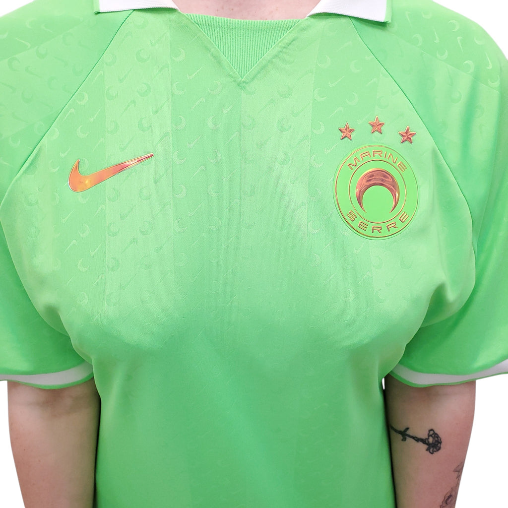 MARINE SERRE X NIKE NEON GREEN LOGO POLO T-SHIRT DRESS - SIZE 36