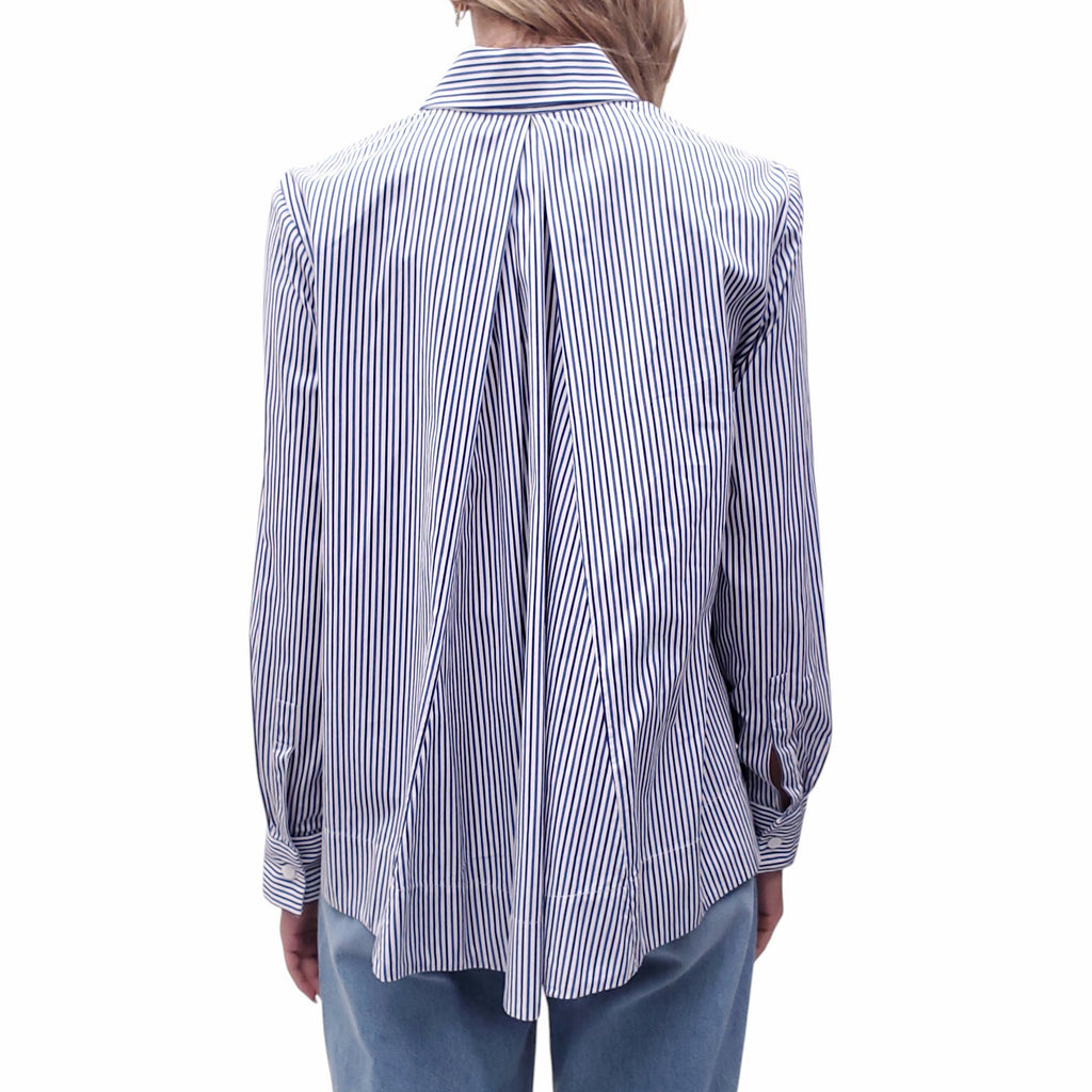 MARNI BLUE STRIPED COTTON BLOUSE - SIZE 42