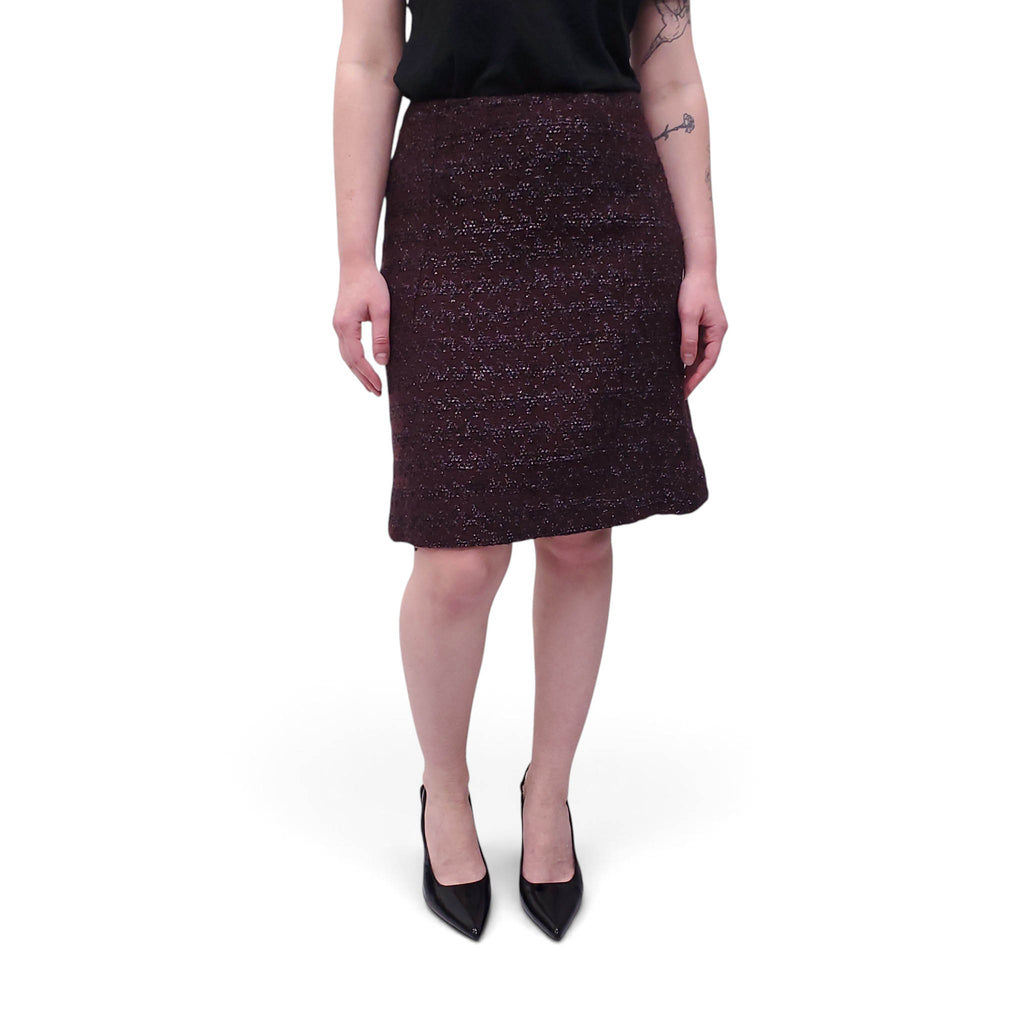 MARNI BURGUNDY AND BLACK TWEED SKIRT - SIZE 42