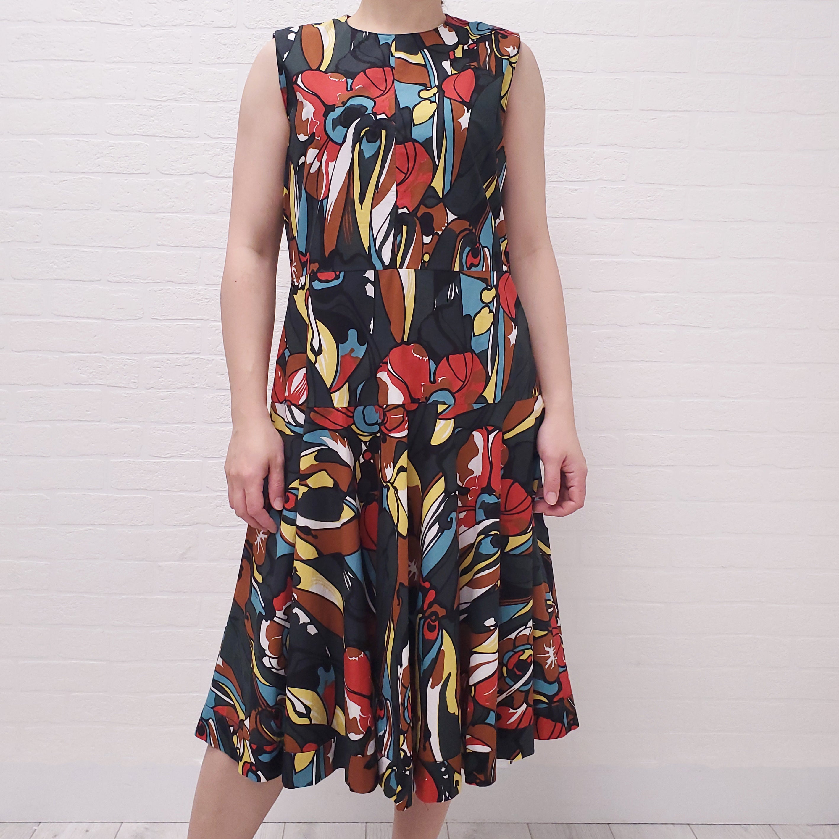 MARNI FLORAL PATTERNED COTTON DRESS - SIZE 44