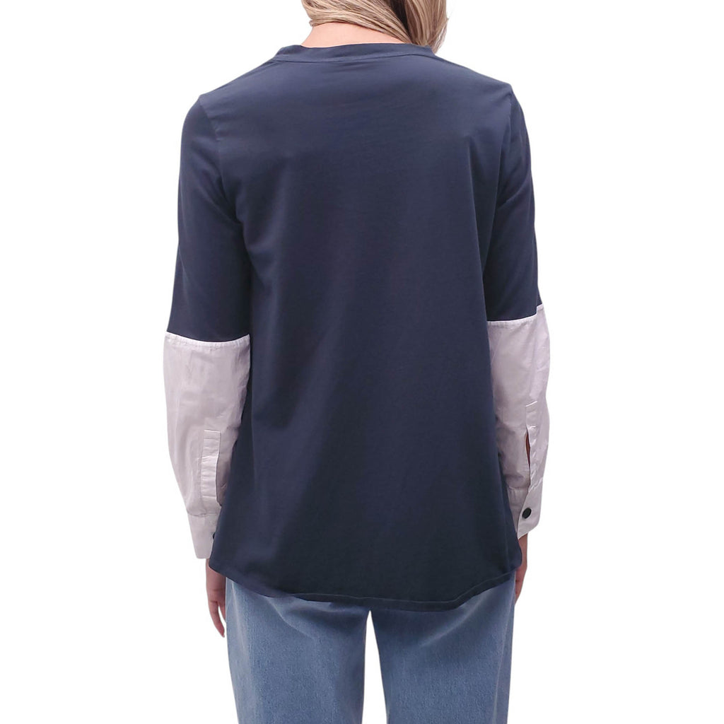 MARNI NAVY LAYERED BLOUSE T-SHIRT - SIZE 40
