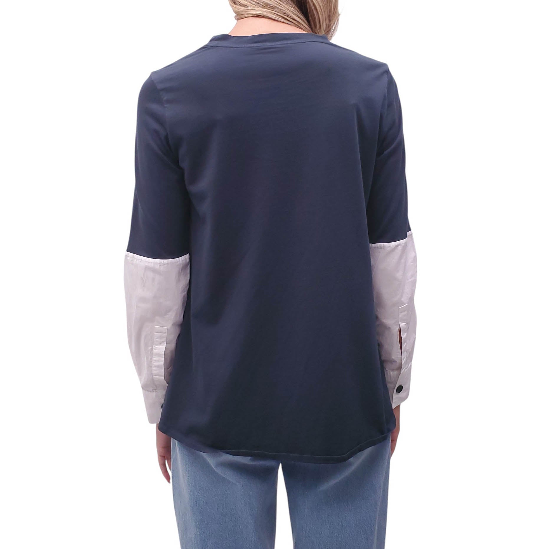 MARNI NAVY LAYERED BLOUSE T-SHIRT - SIZE 40