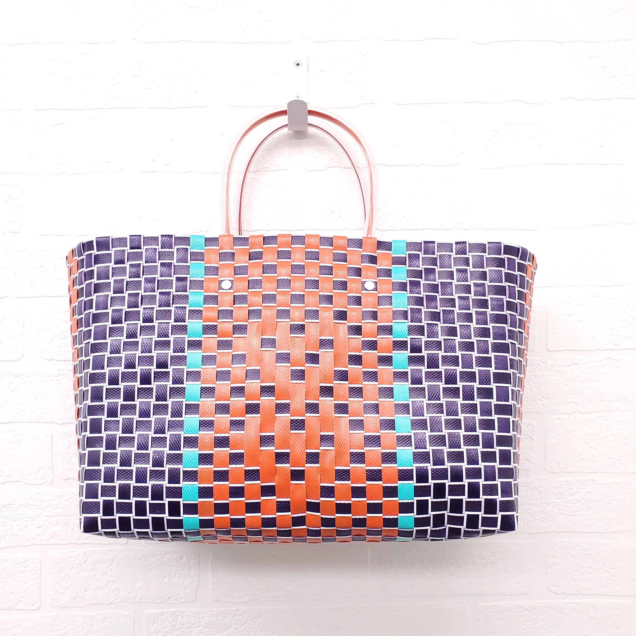 MARNI NAVY/ORANGE MARKET WOVEN SHOPPING BAG – Rewind Couture