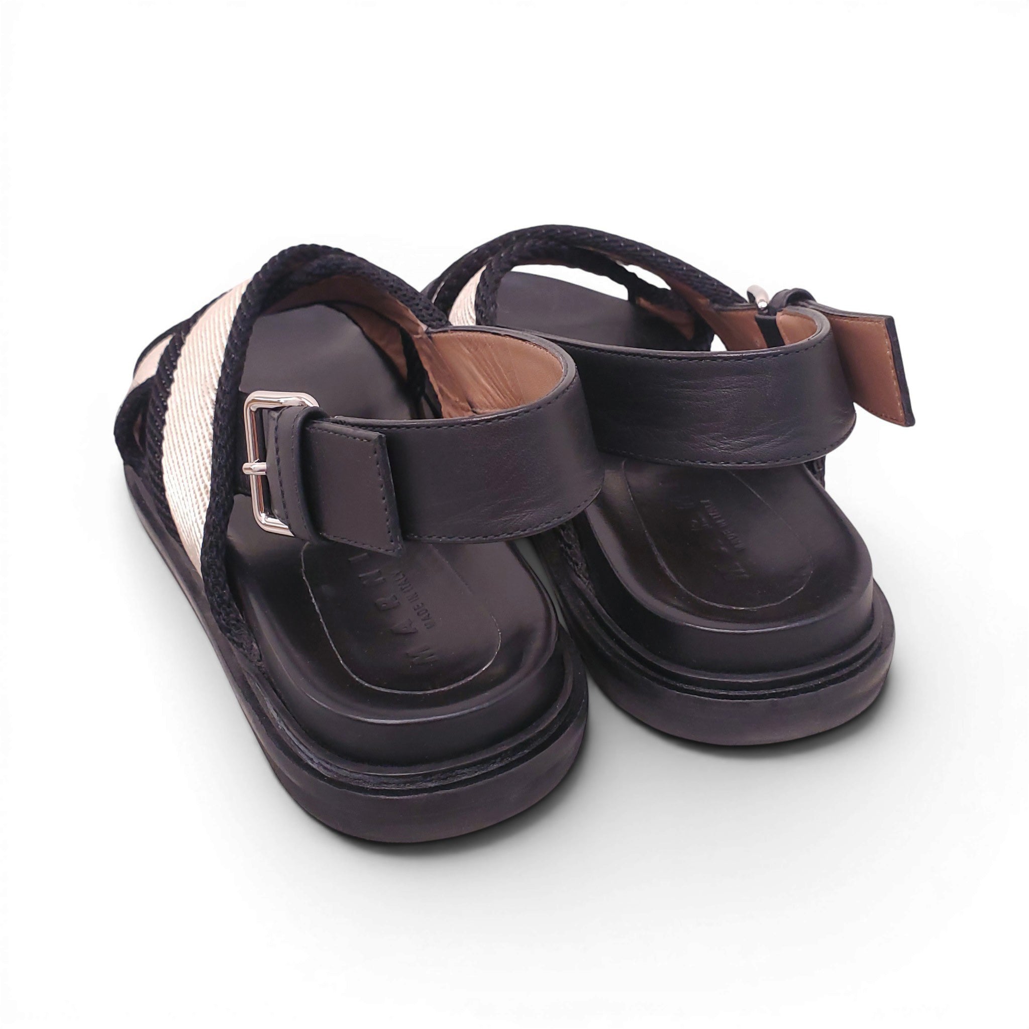 MARNI WHITE AND BLACK FABRIC SANDALS - SIZE 39