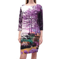 MARY KATRANTZOU PURPLE LANDSCAPE PATTERNED DRESS - SIZE 6