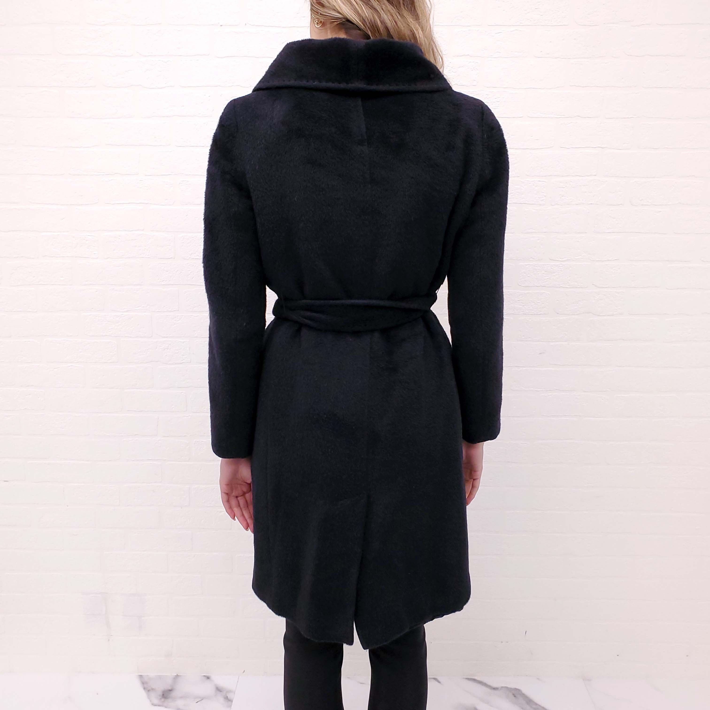 MAX MARA BLACK WRAP COAT - SIZE 6