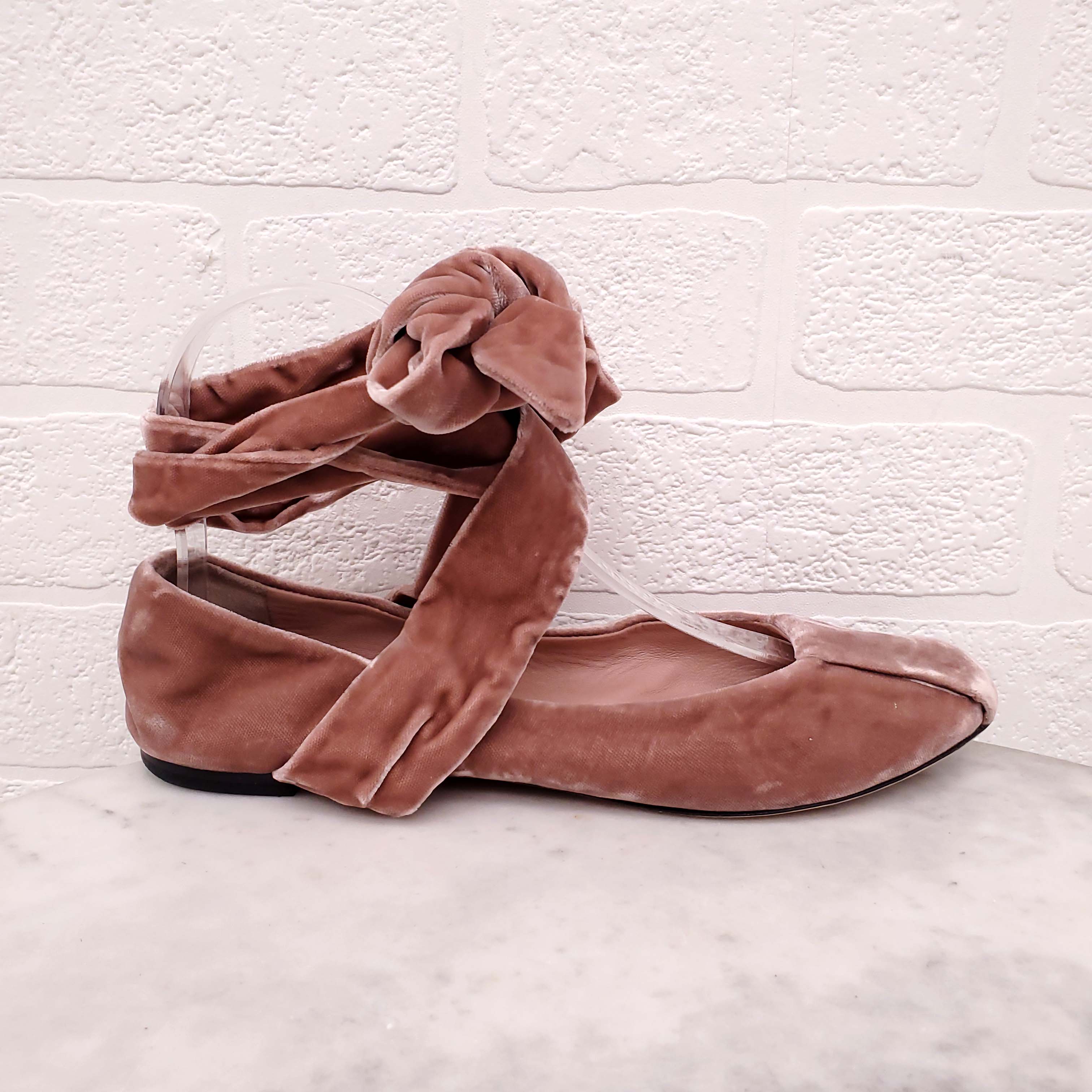 MAX MARA BLUSH PINK VELVET BALLET SLIPPER FLATS - SIZE 37