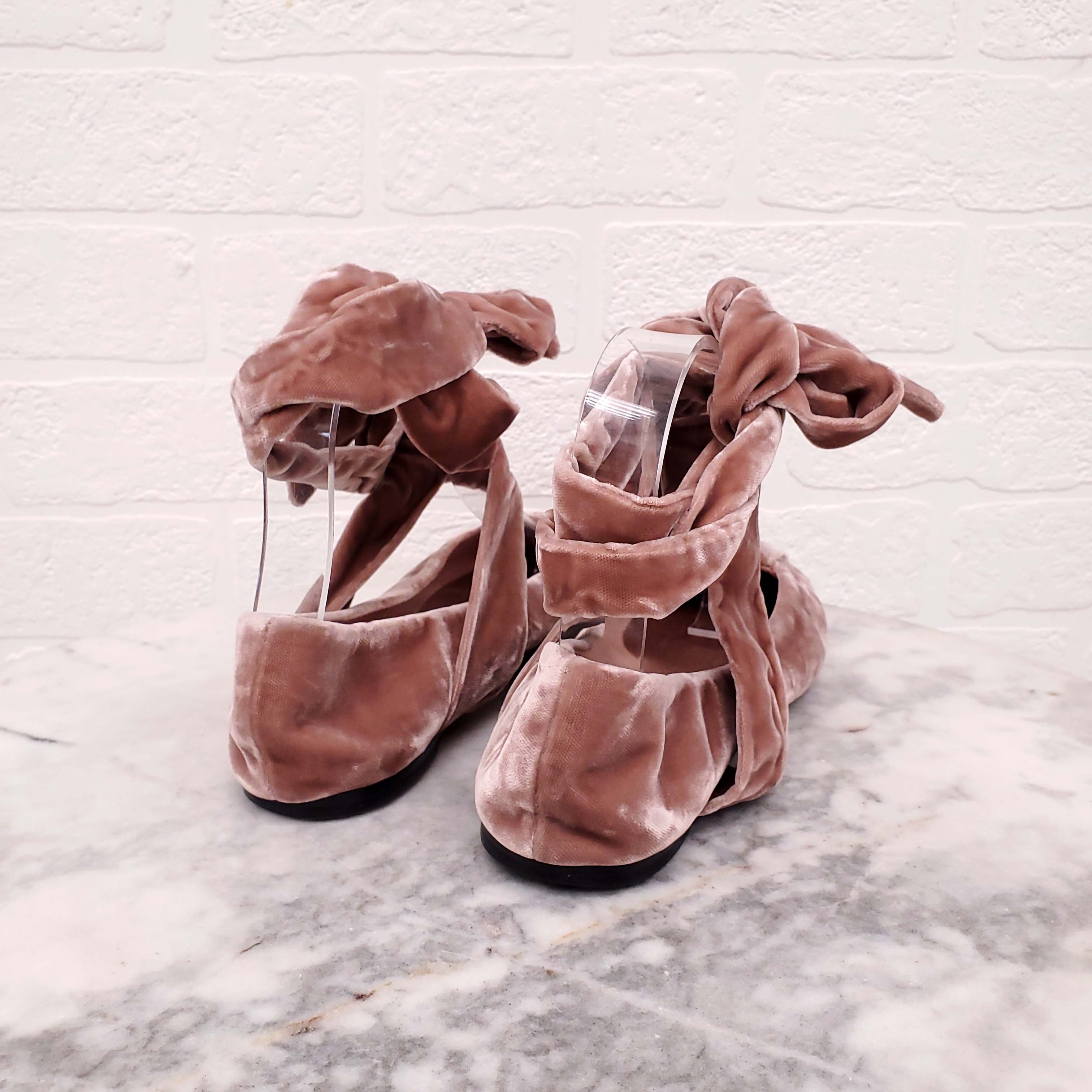 MAX MARA BLUSH PINK VELVET BALLET SLIPPER FLATS - SIZE 37