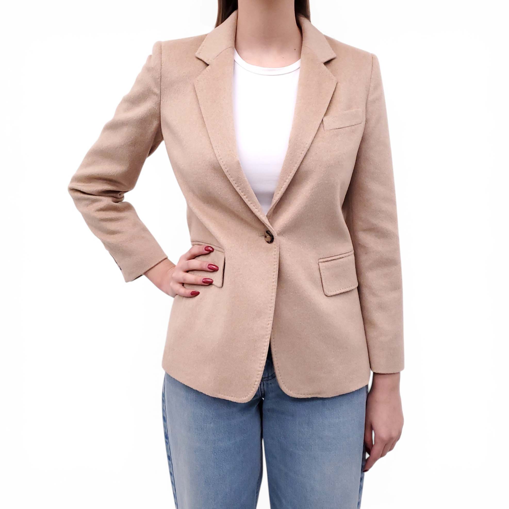 MAX MARA CAMEL CASHMERE BLEND BLAZER - SIZE 2