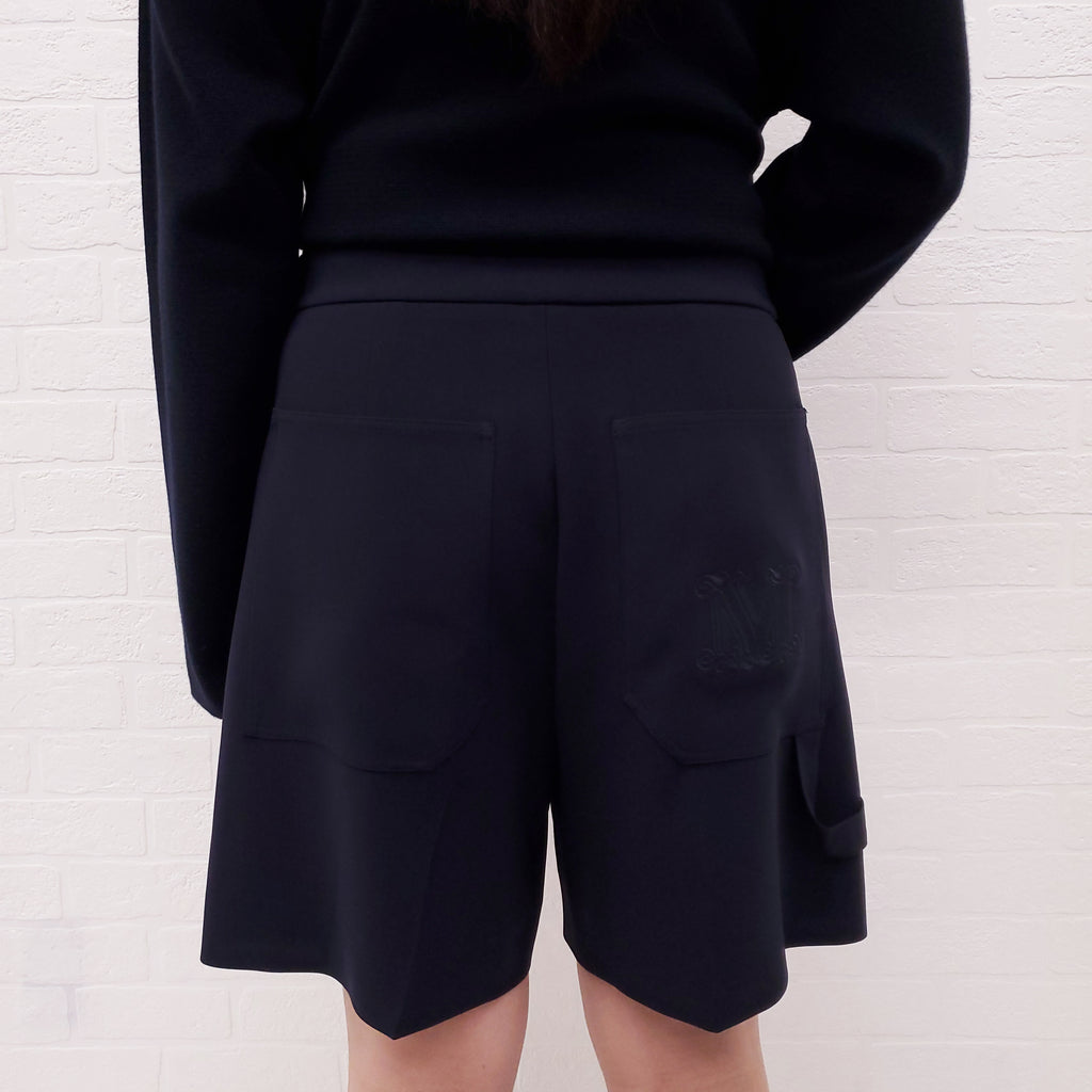 MAX MARA NAVY LOGO SHORTS - SIZE 42