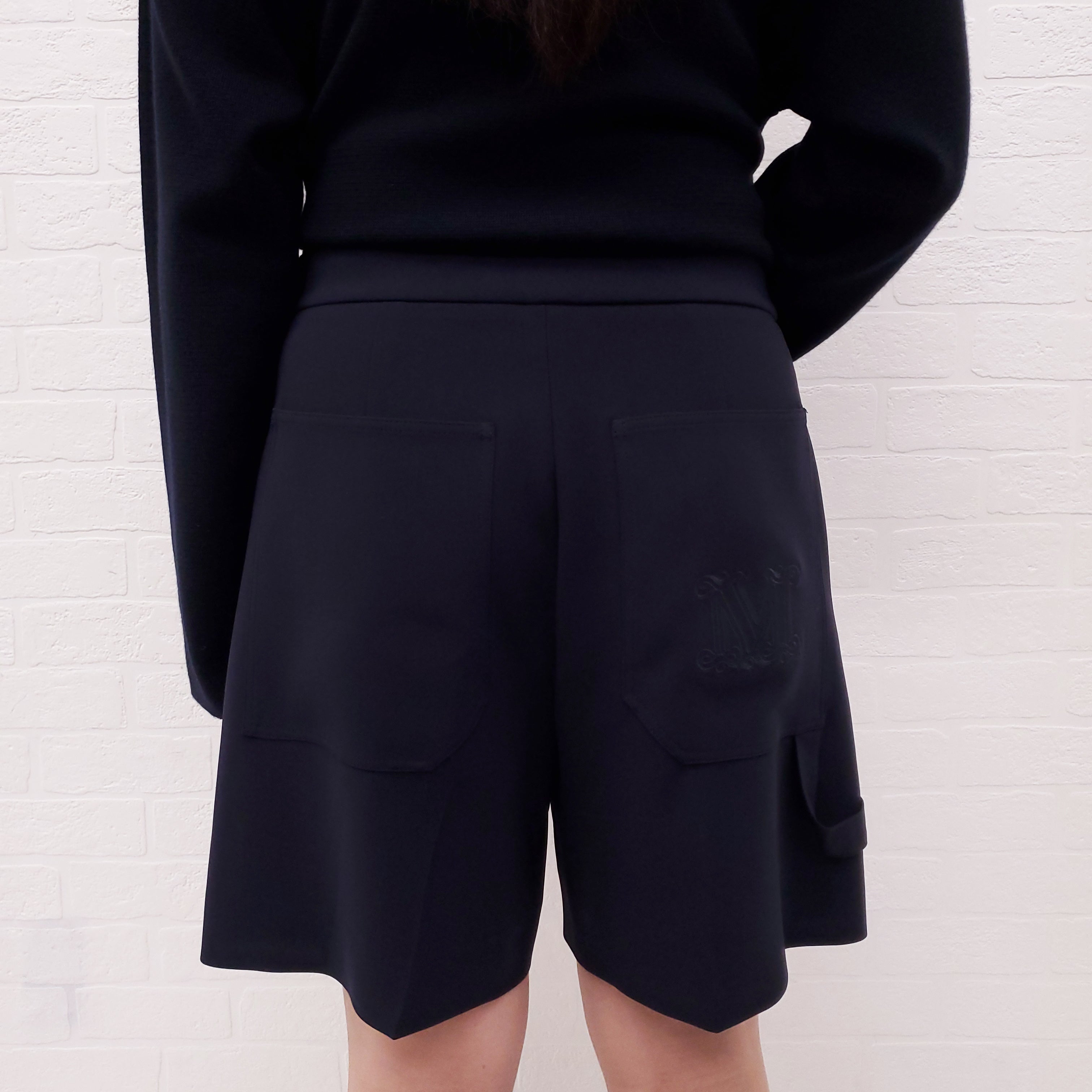 MAX MARA NAVY LOGO SHORTS - SIZE 42