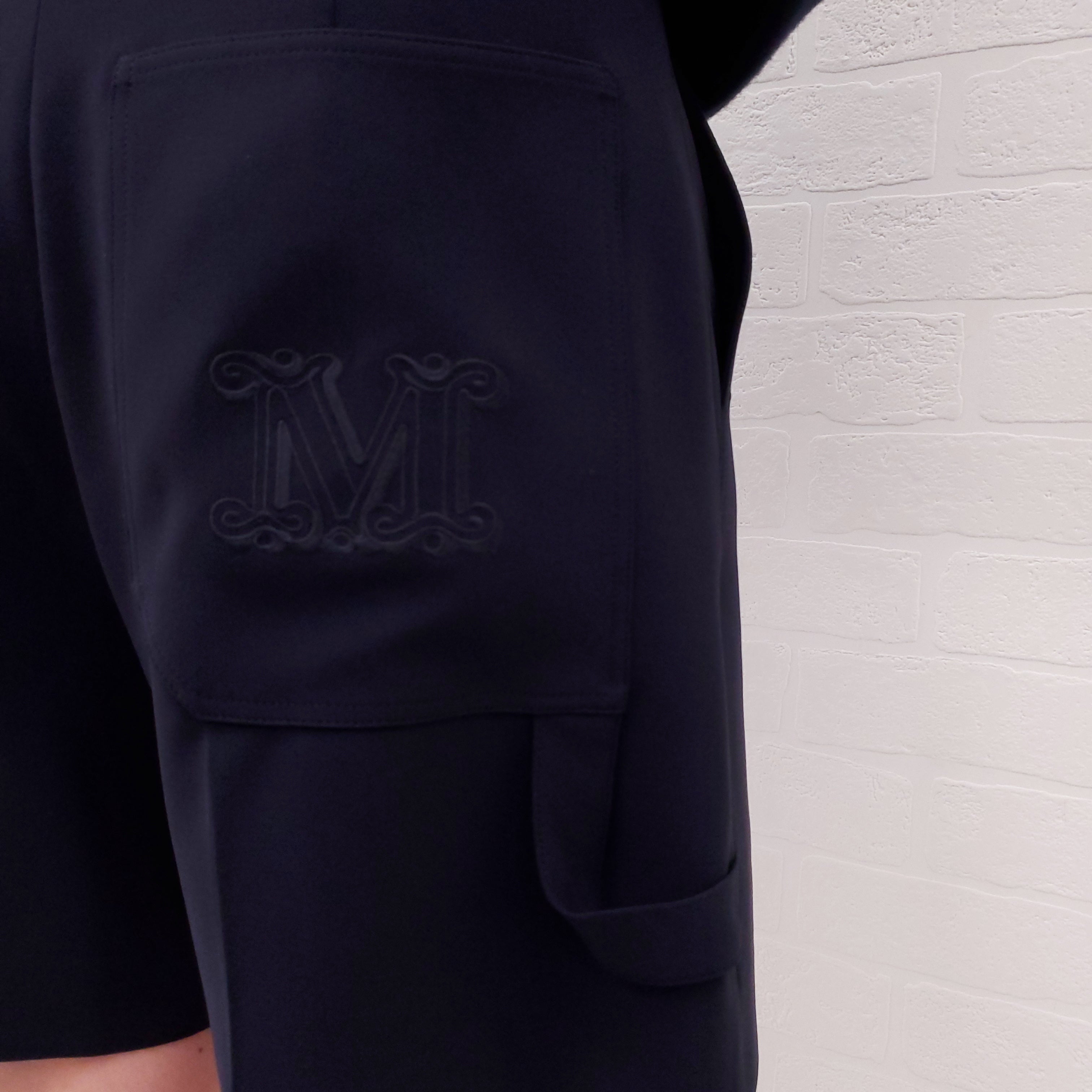 MAX MARA NAVY LOGO SHORTS - SIZE 42