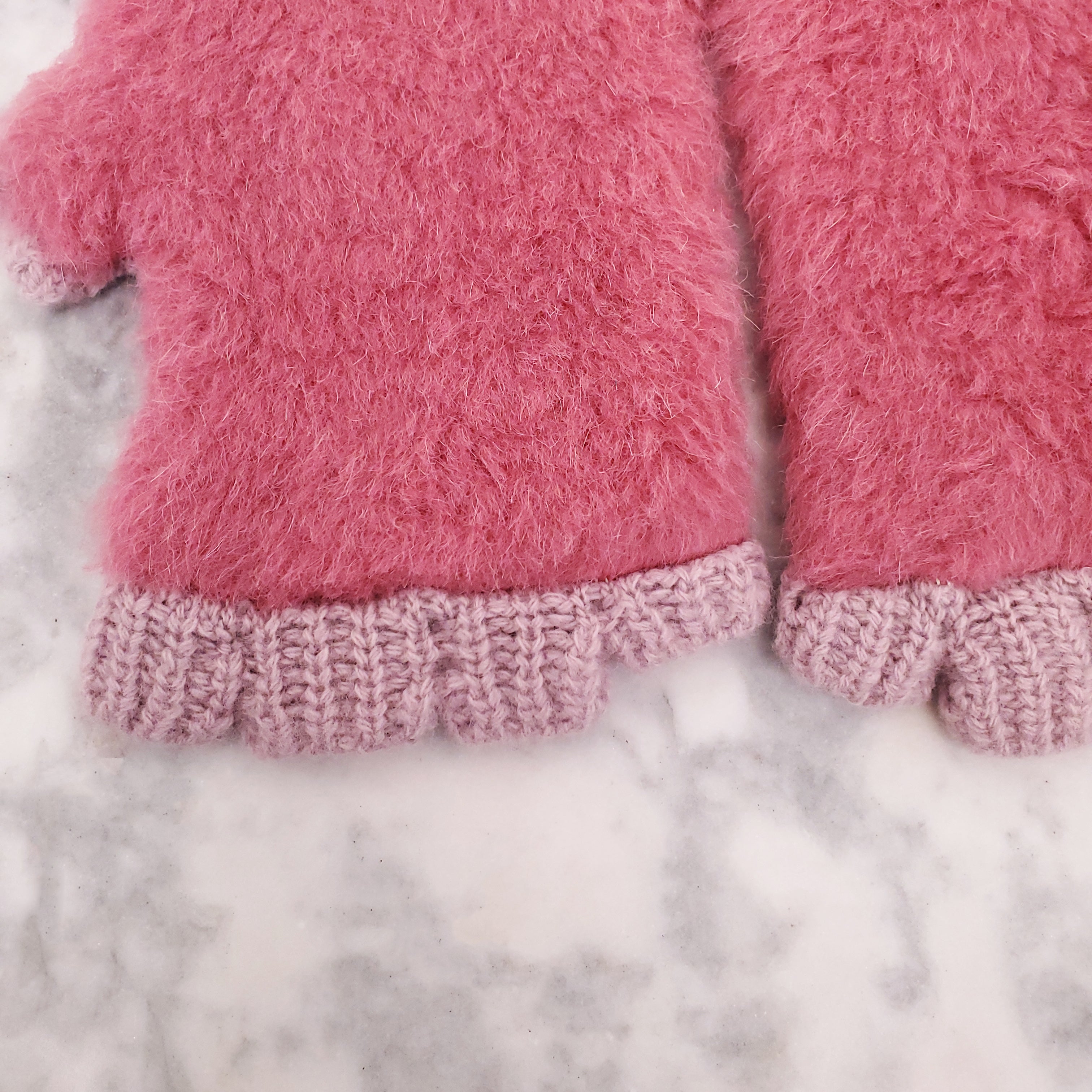 MAX MARA PINK TEDDY EARMUFFS AND GLOVES SET
