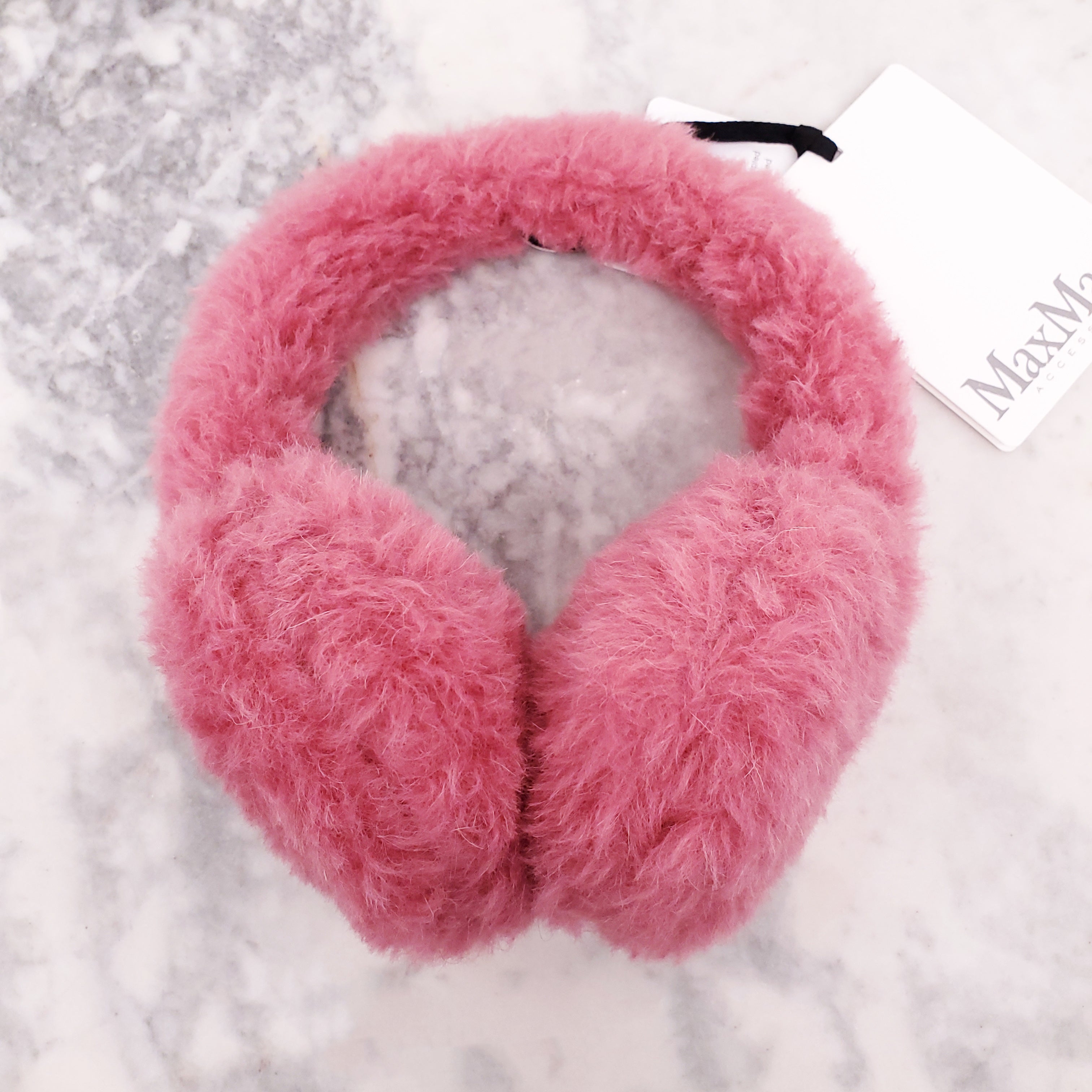 MAX MARA PINK TEDDY EARMUFFS AND GLOVES SET