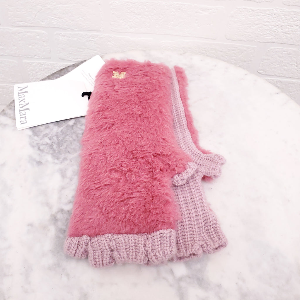 MAX MARA PINK TEDDY EARMUFFS AND GLOVES SET