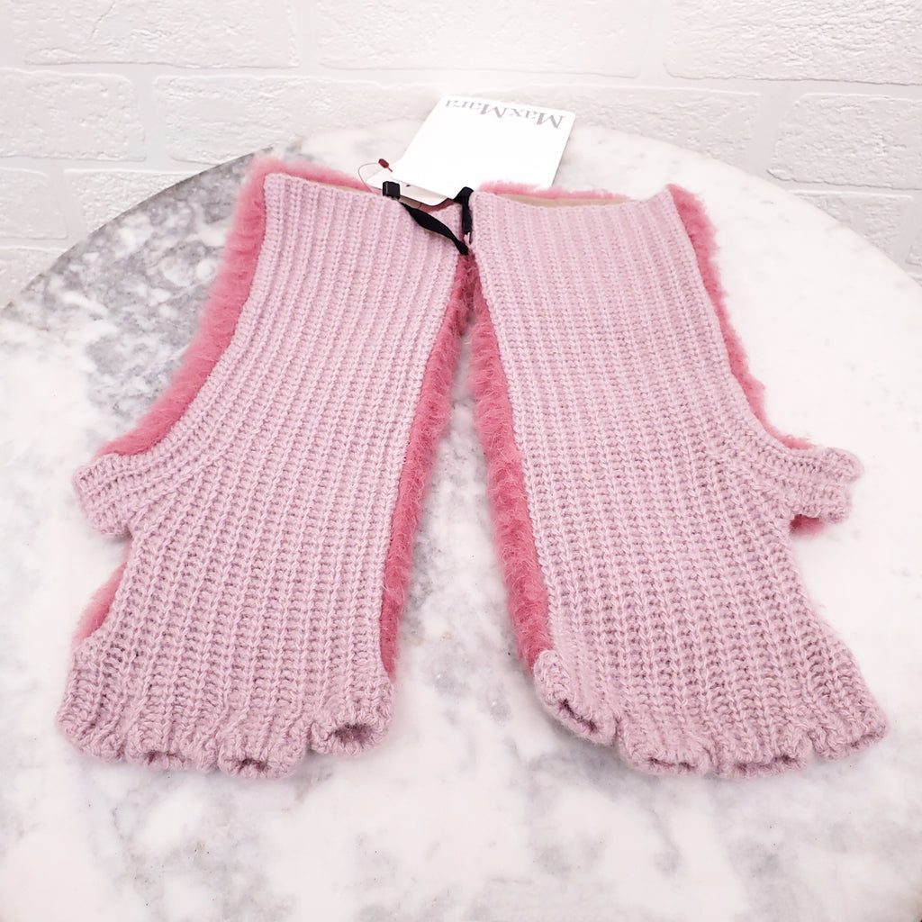 MAX MARA PINK TEDDY EARMUFFS AND GLOVES SET