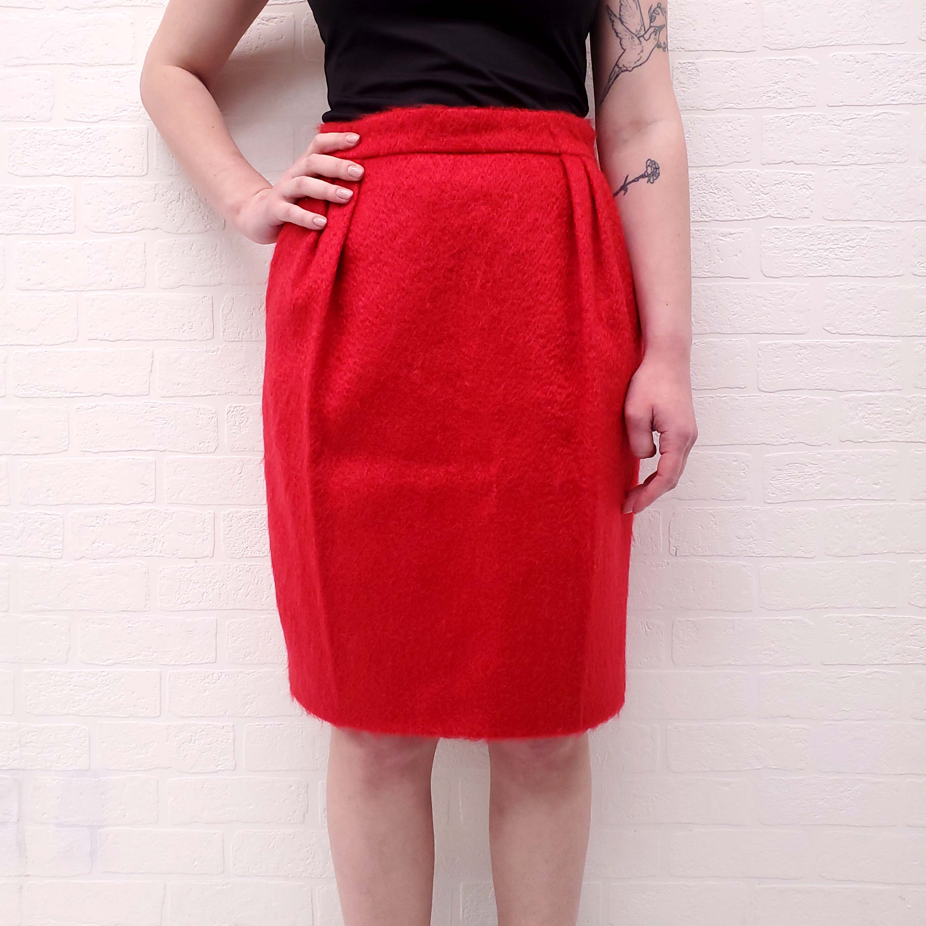 MAX MARA RED WOOL SKIRT - SIZE 8
