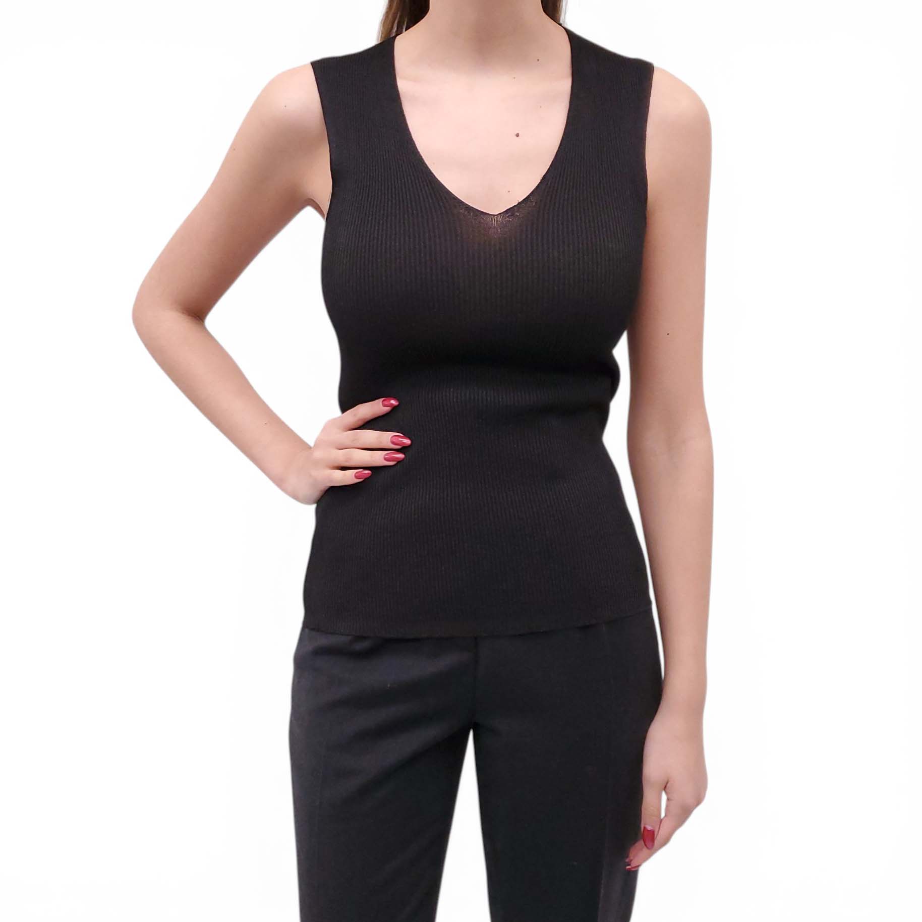 MAX MARA STUDIO BLACK SHIMMER TANK TOP - SIZE M