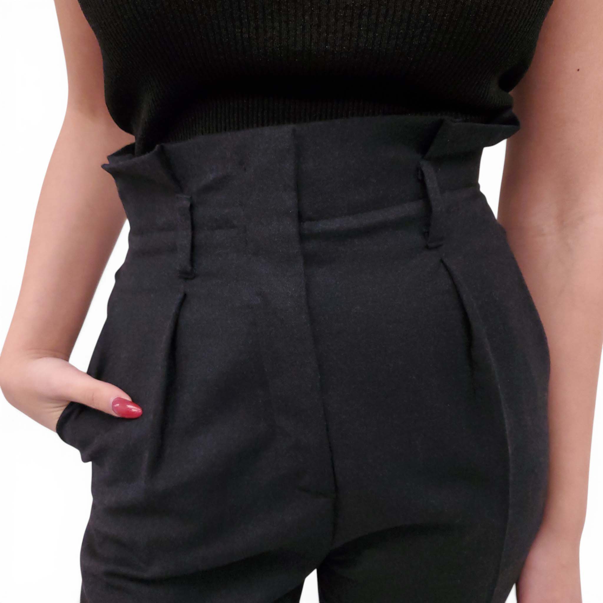 MAX MARA STUDIOS DARK GREY HIGH WAISTED TROUSERS - SIZE 2