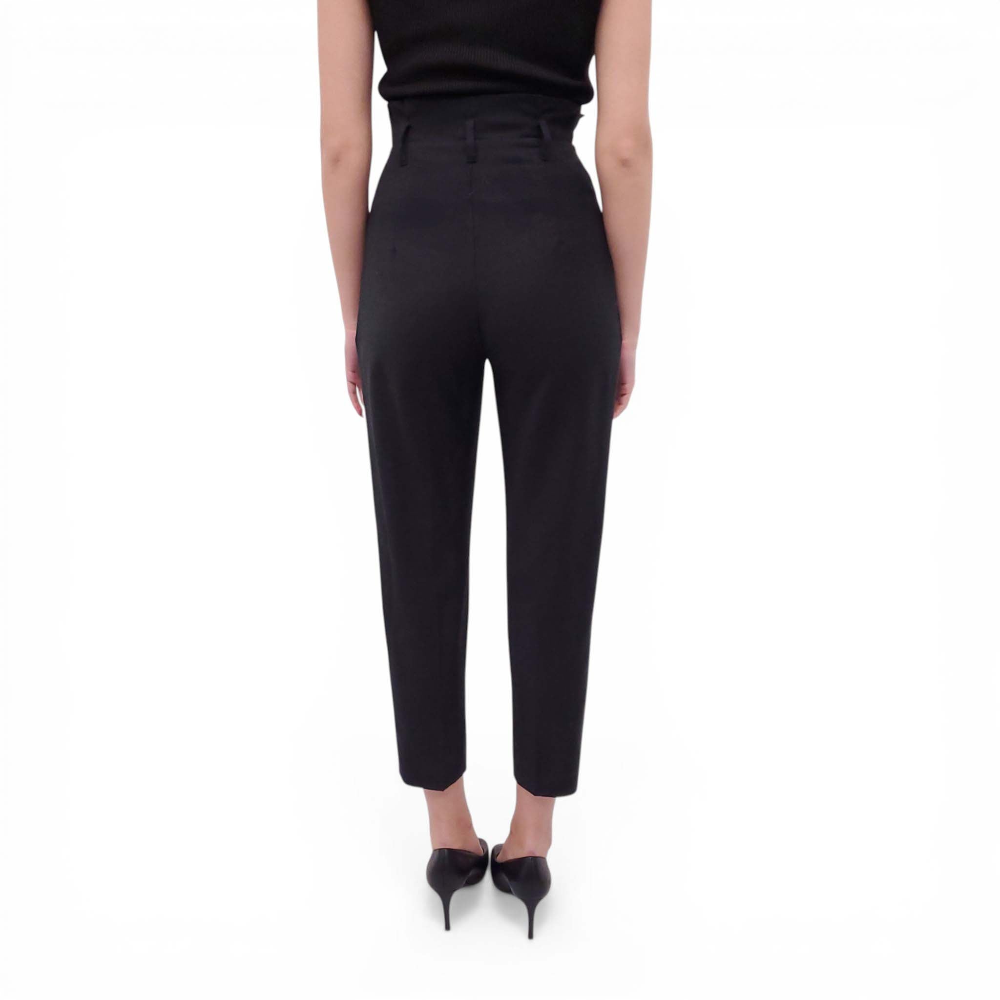 MAX MARA STUDIOS DARK GREY HIGH WAISTED TROUSERS - SIZE 2