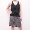 MISSONI BLACK AND WHITE KNIT DRESS WITH METALLIC DETAIL - SIZE 44