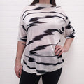 MISSONI BLACK AND WHITE KNIT PATTERNED SHORT SLEEVE SLEEVE SWEATER - SIZE 44