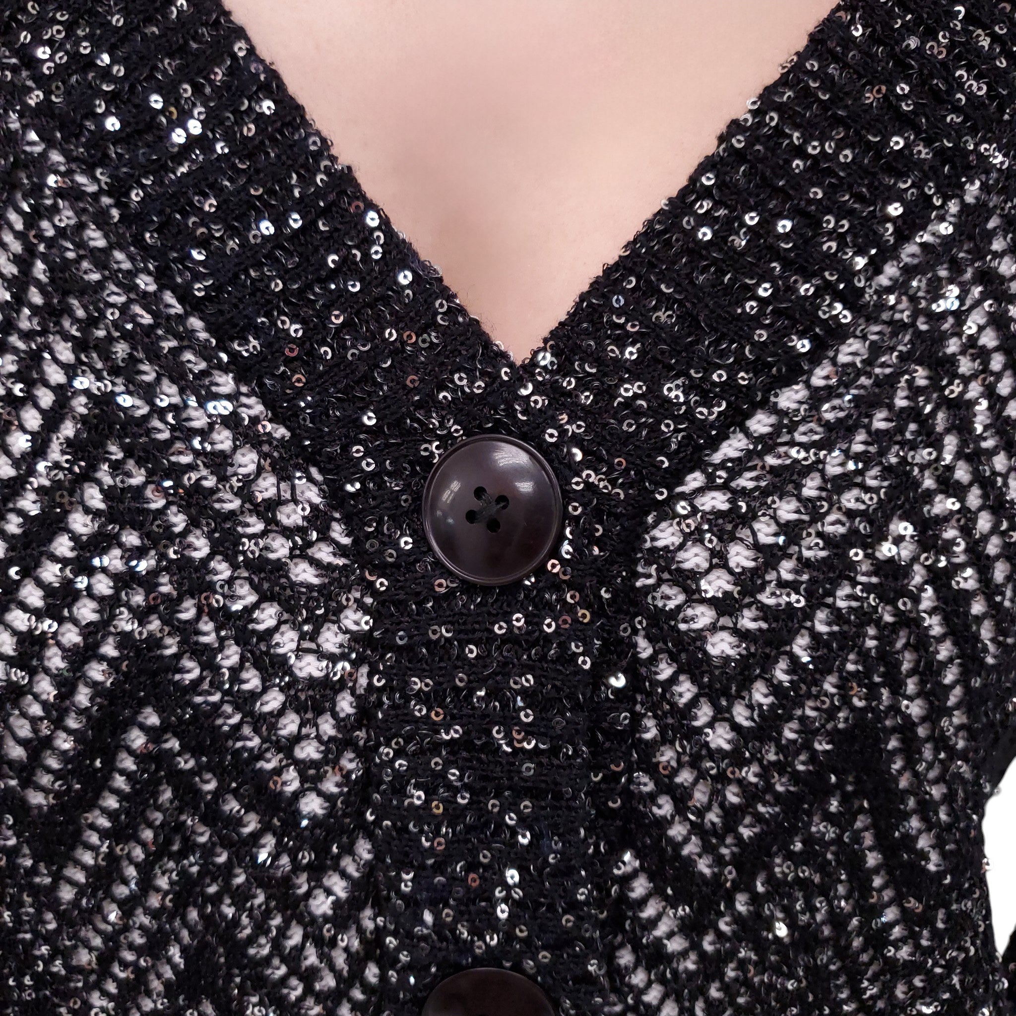 MISSONI BLACK AND WHITE SEQUIN CARDIGAN - SIZE L