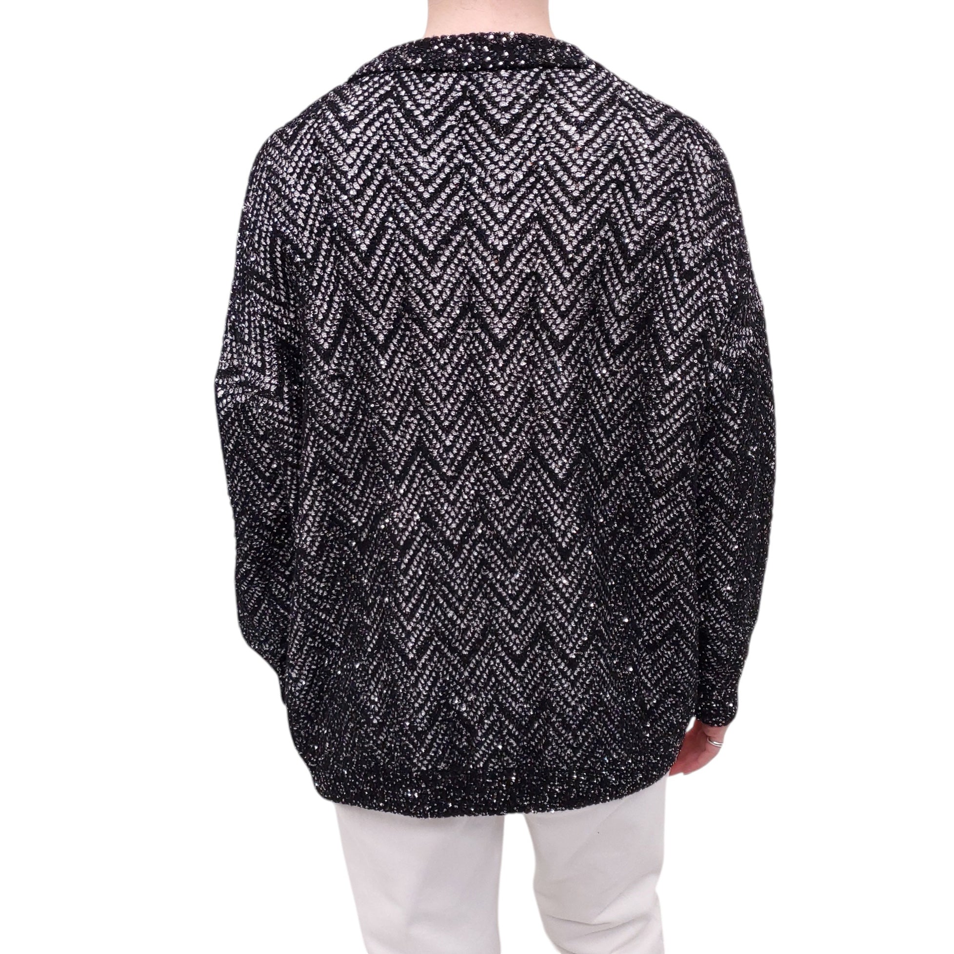 MISSONI BLACK AND WHITE SEQUIN CARDIGAN - SIZE L