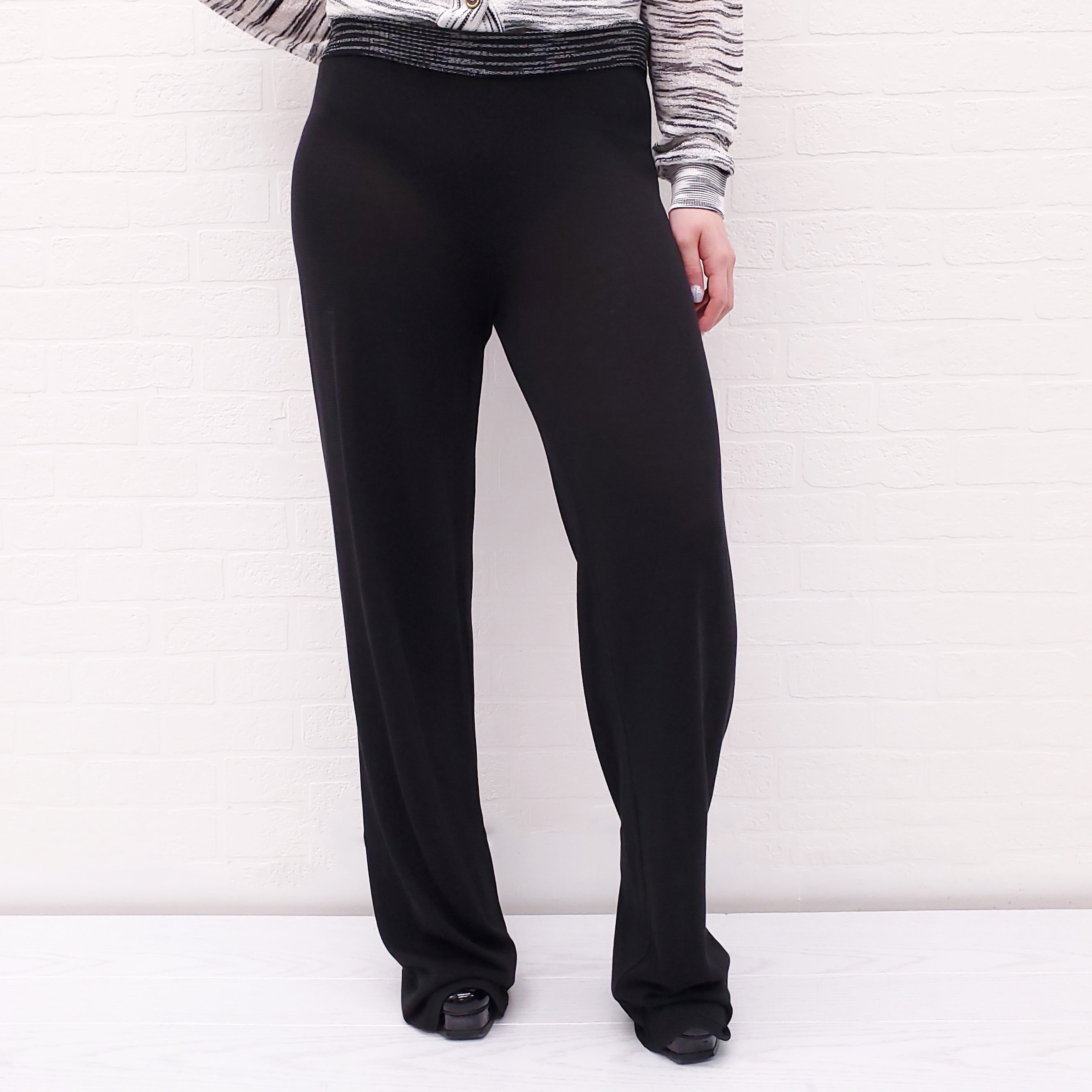 MISSONI BLACK KNIT SHEER PANTS - SIZE 38